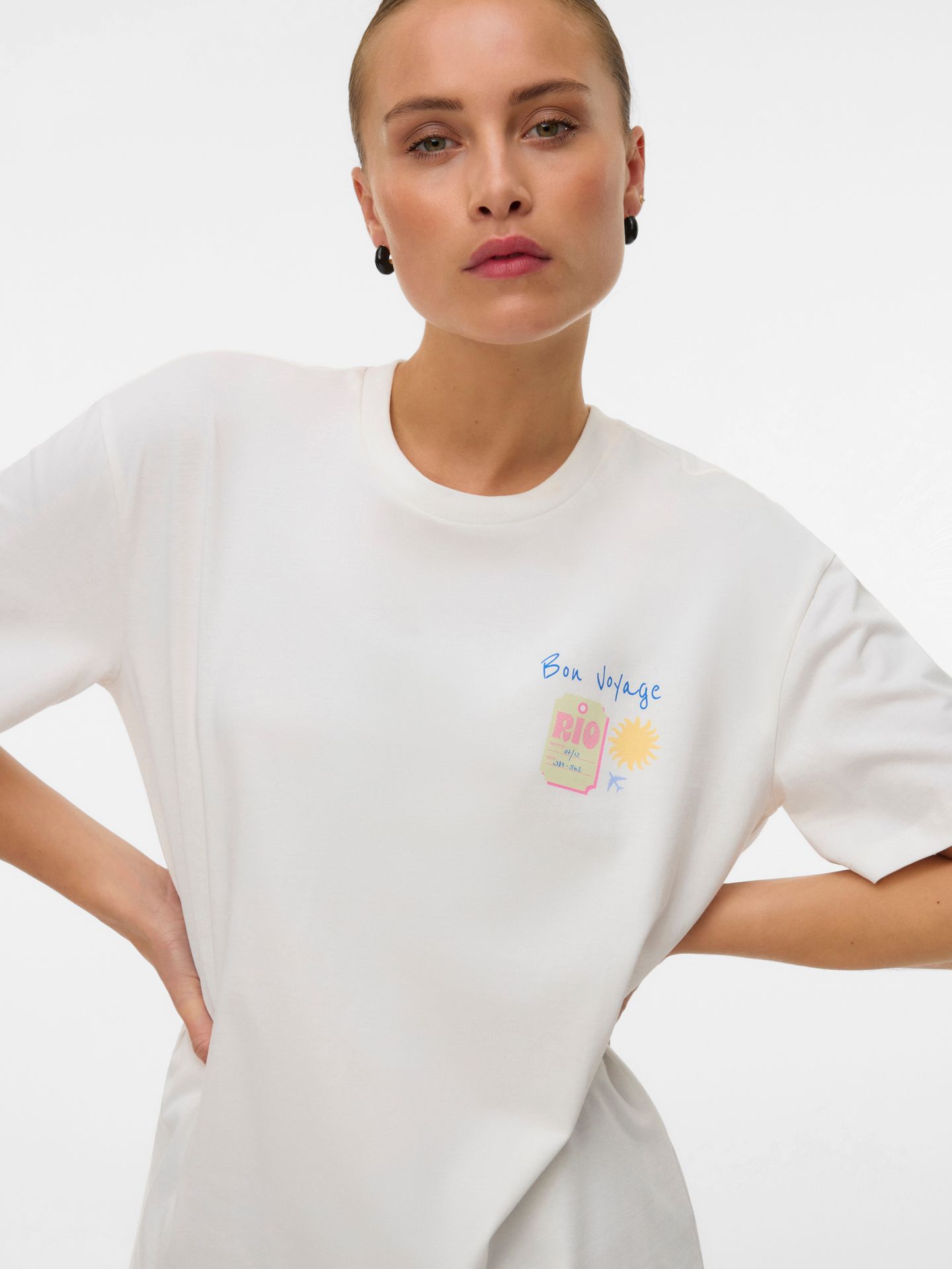 Vero Moda VMNINNA MIA SS TOP BOX JRS Snow White/Artichoke 2900166797036
