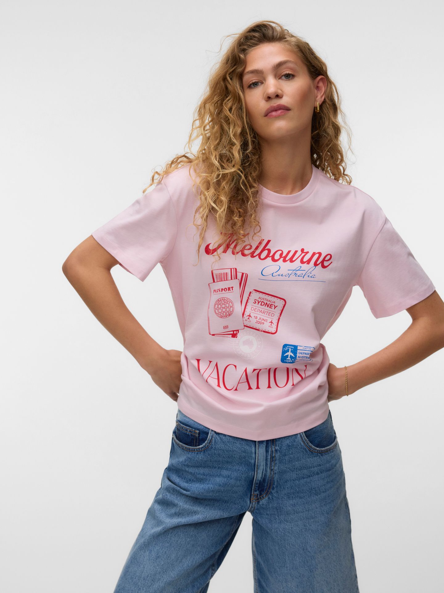 Vero Moda VMNINNA MIA SS TOP BOX JRS Pink-A-Boo/MELBOURNE 00118578-EKA26011400003540
