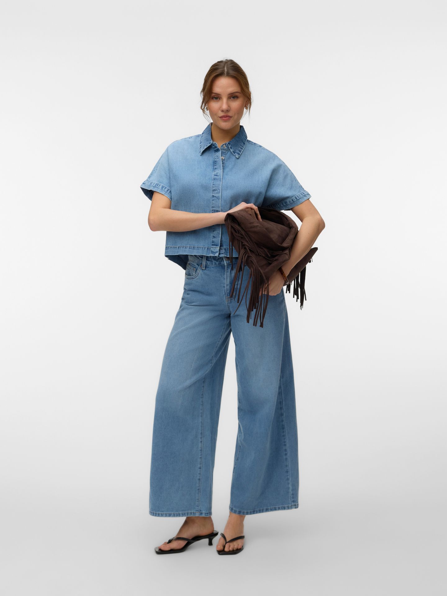 Vero Moda VMINGEBORG SS DENIM SHIRT MIX Light Blue Denim 2900166799047