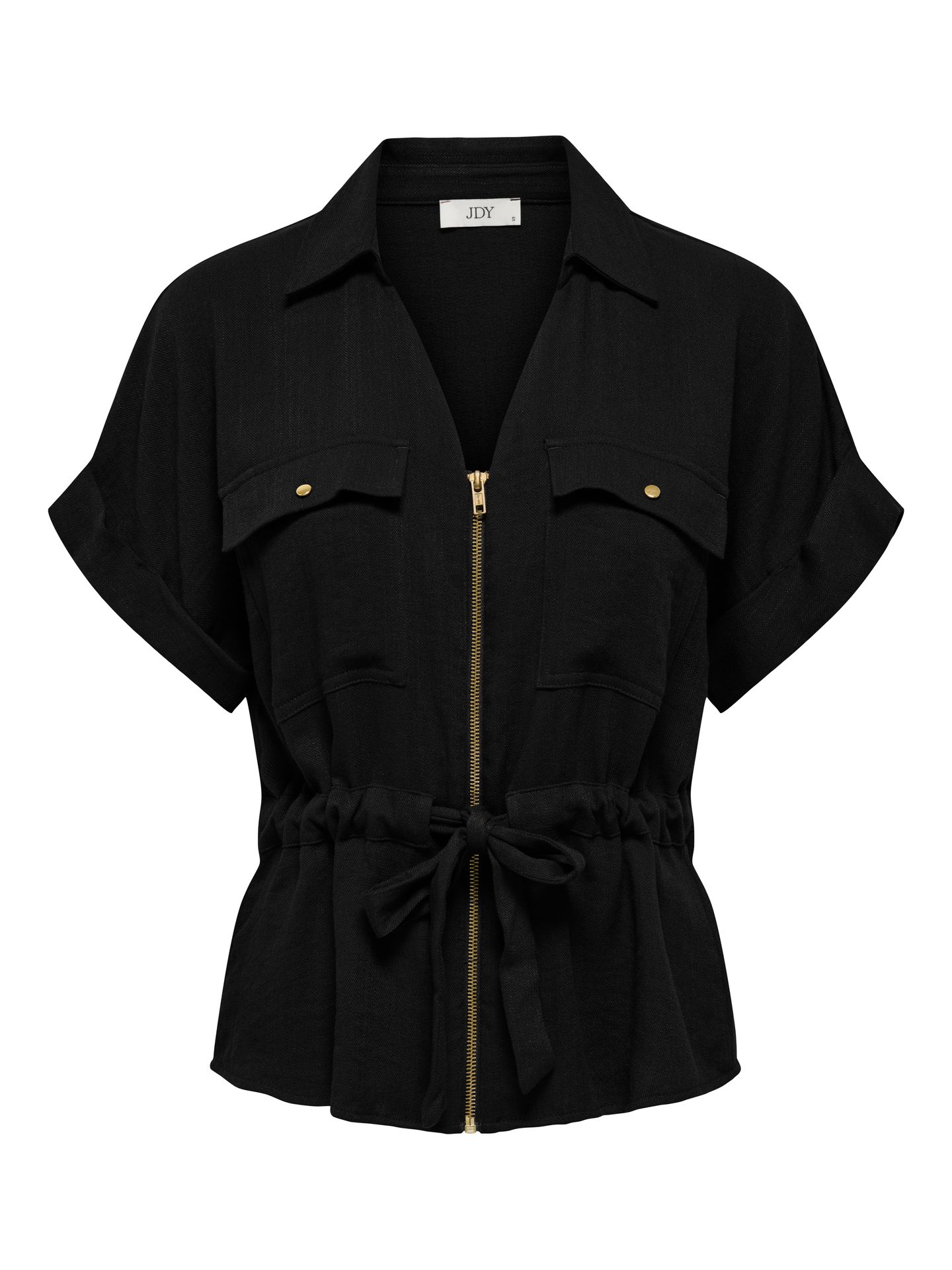 JDY JDYMILLE S/S ZIP SHIRT WVN NOOS Black 00118580-EKA26011400000004