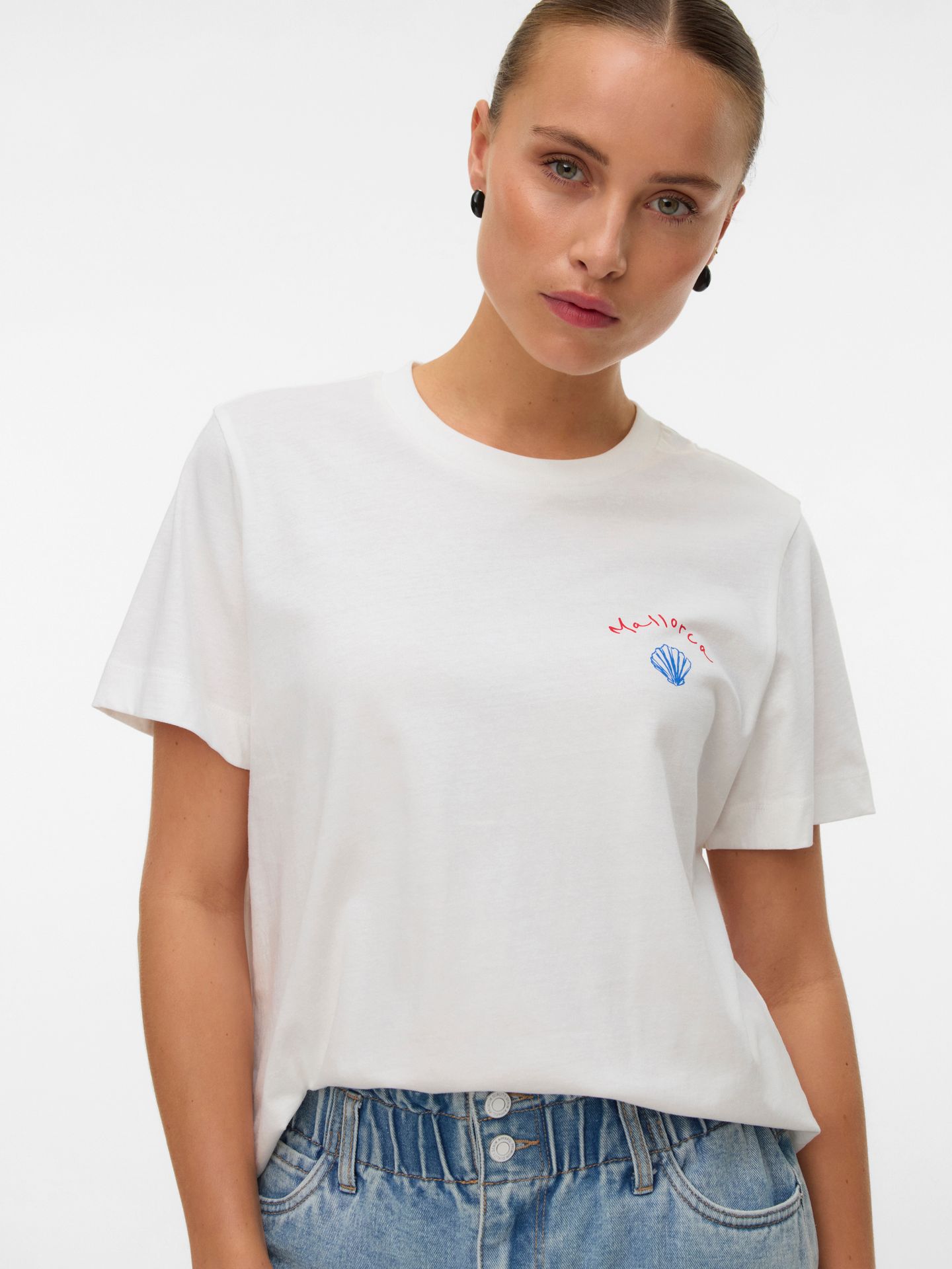 Vero Moda VMGINA METTE SS TOP BOX JRS Snow White/Lemonade 00118583-EKA26011400000850