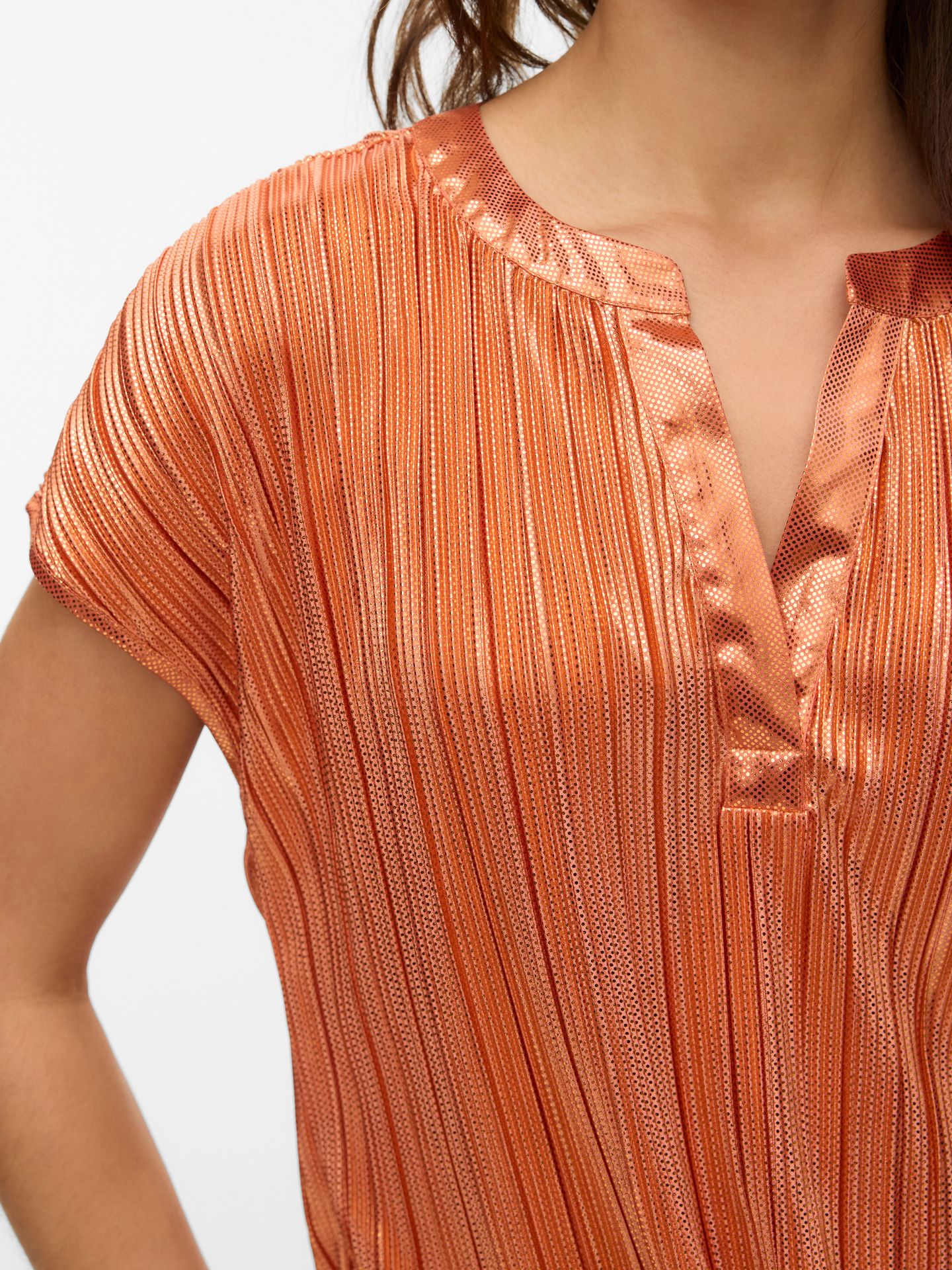 Vero Moda VMKUVI S/S V-NECK TOP JRS BTQ NL Langoustino 2900166813040