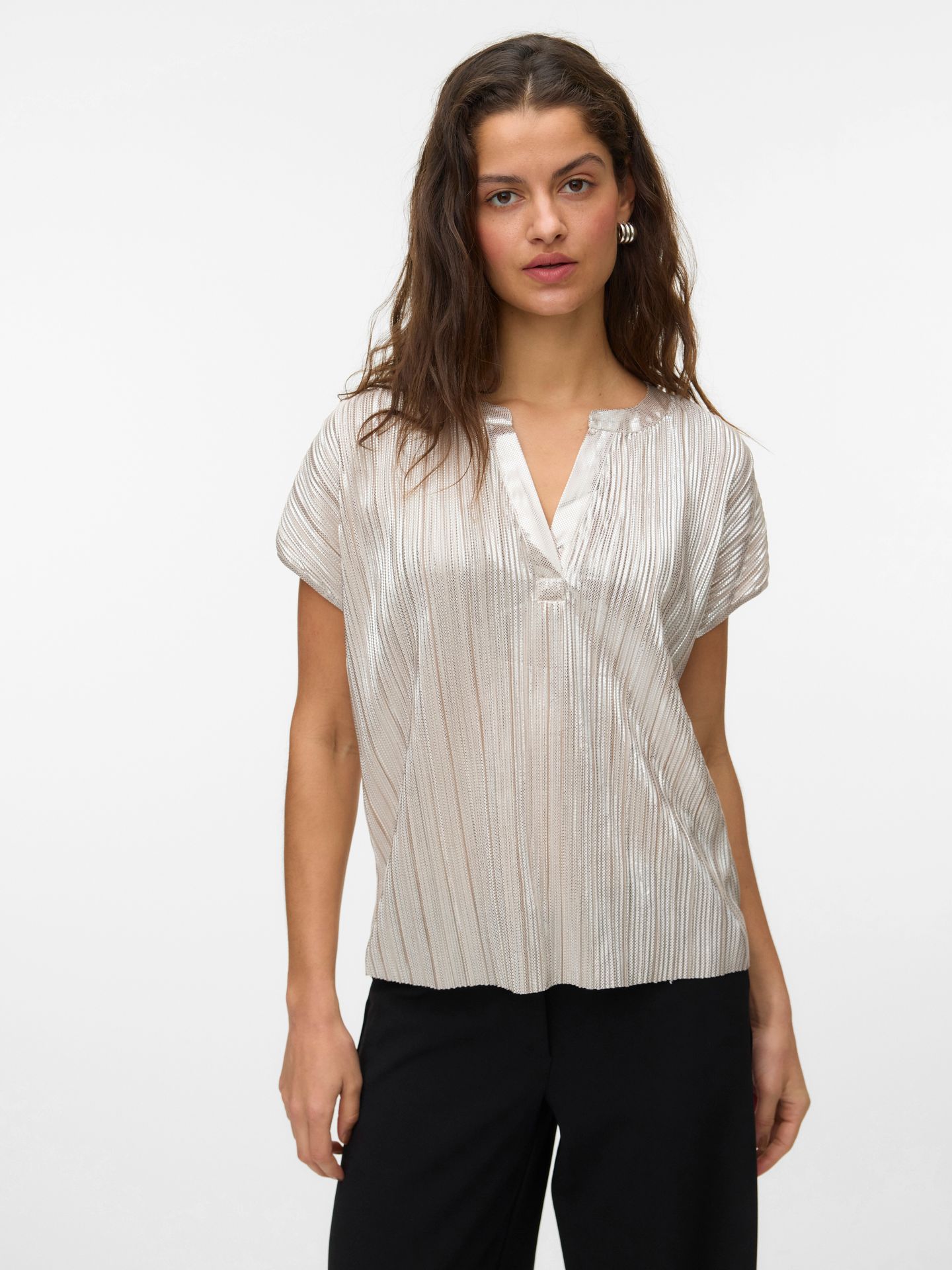 Vero Moda VMKUVI S/S V-NECK TOP JRS BTQ NL Langoustino 2900166813040