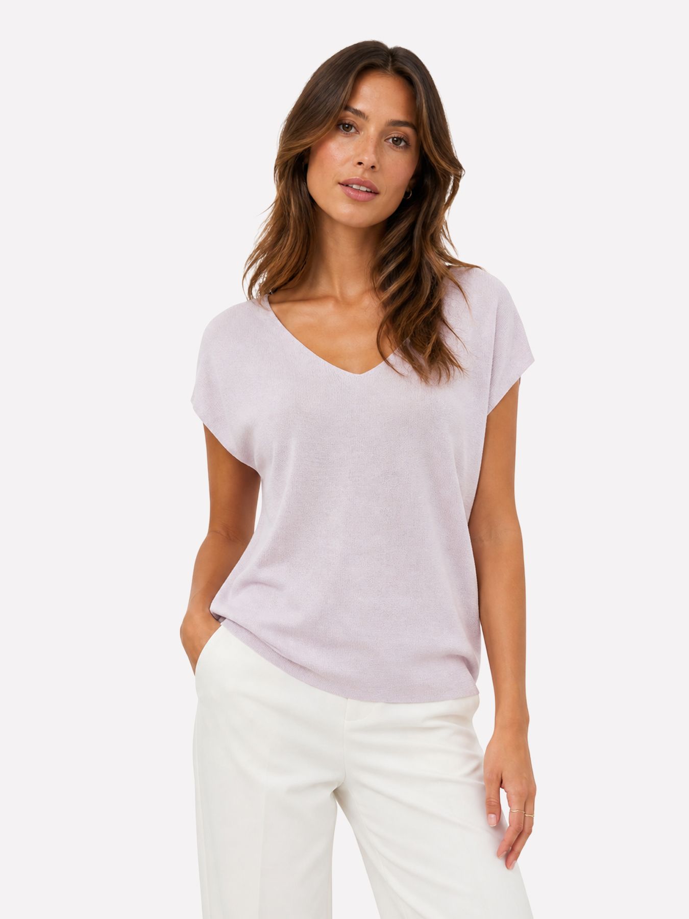 Only ONLSHINA SS GLITTER V-NECK CS KNT Pale Lilac/Smal ditsy cloud 2900166825012