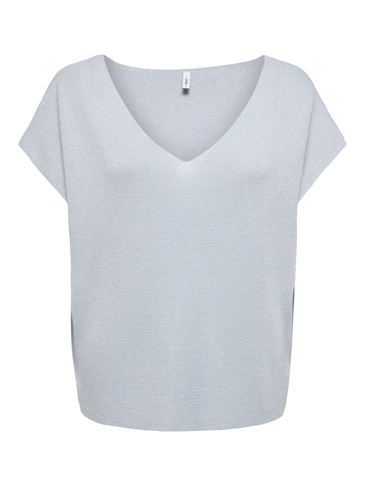 Only ONLSHINA SS GLITTER V-NECK CS KNT Ballad Blue/Silver Glitter 2900166826026