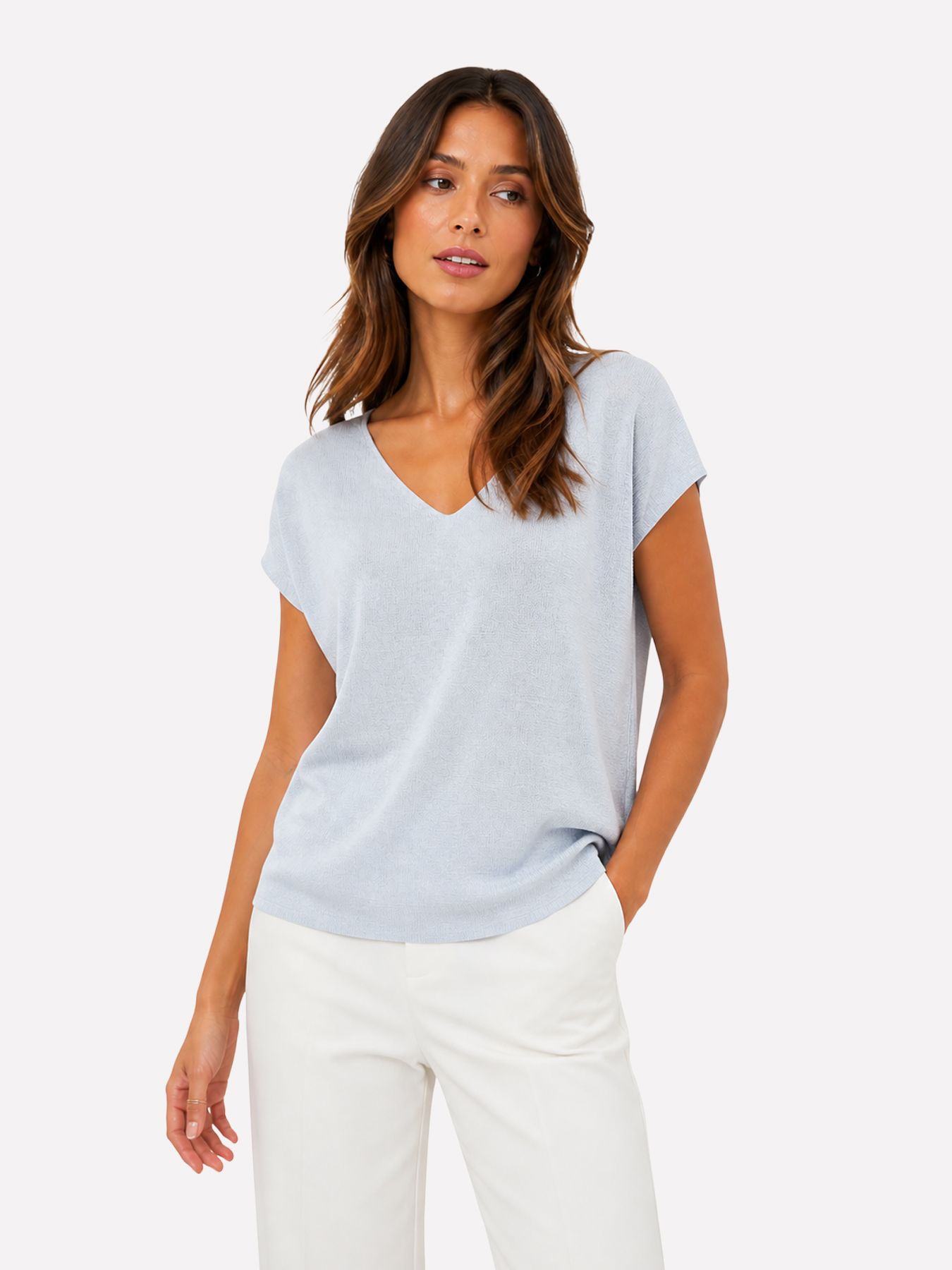 Only ONLSHINA SS GLITTER V-NECK CS KNT Ballad Blue/Silver Glitter 2900166826026