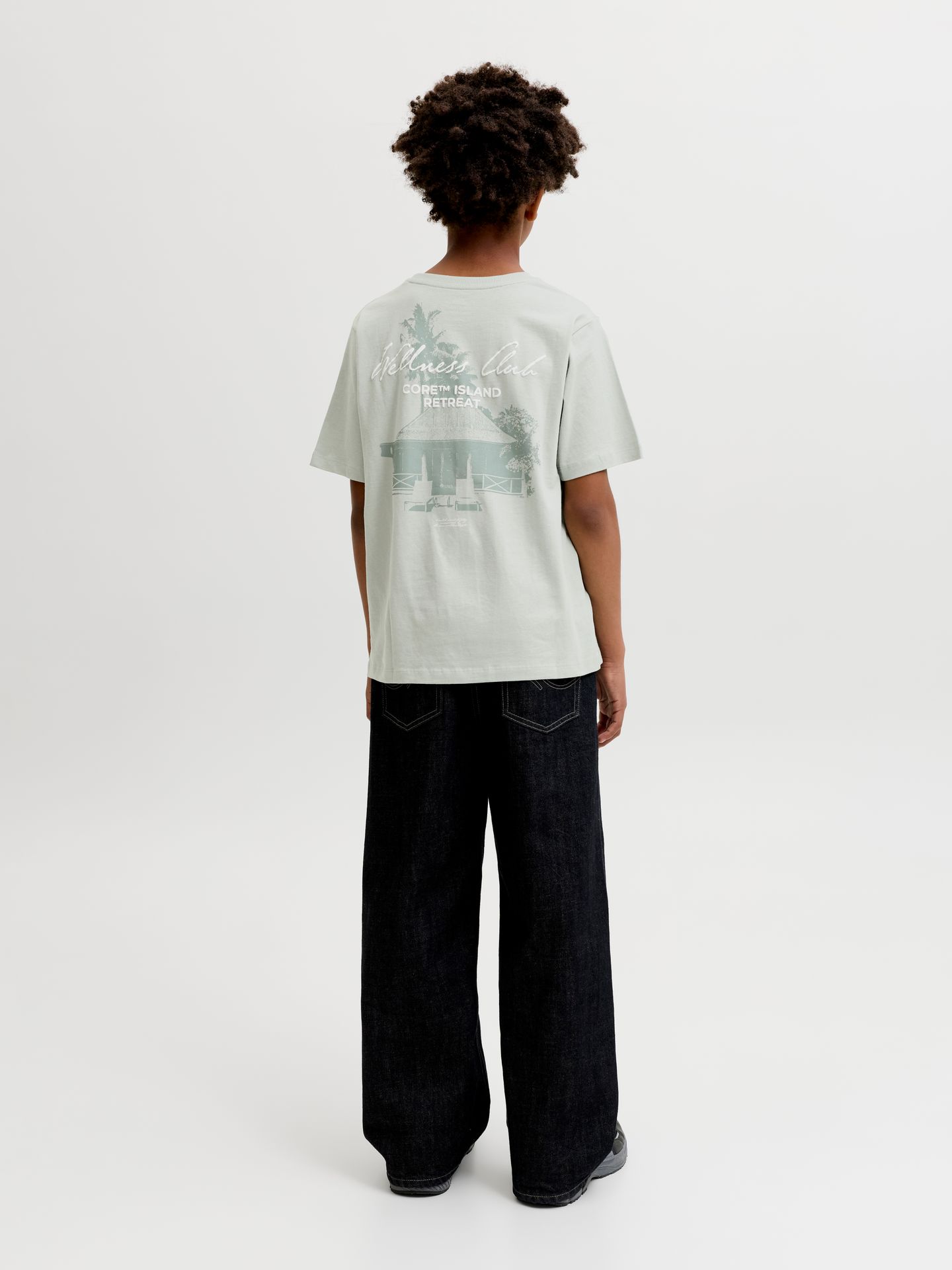 Jack & Jones JCOETERNA SCRIPT BACK PRINT TEE SS Aqua Gray 2900167098019
