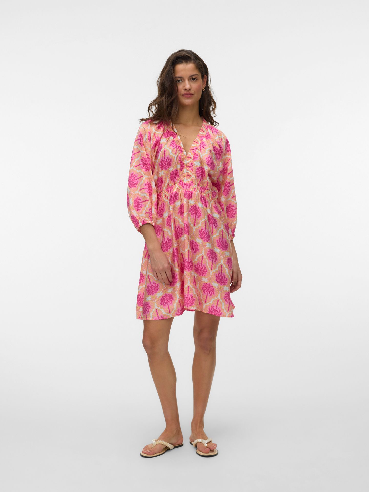 Vero Moda VMEVELIJN 3/4 SHORT DRESS EXP Snow White/Lemonade 2900167103027