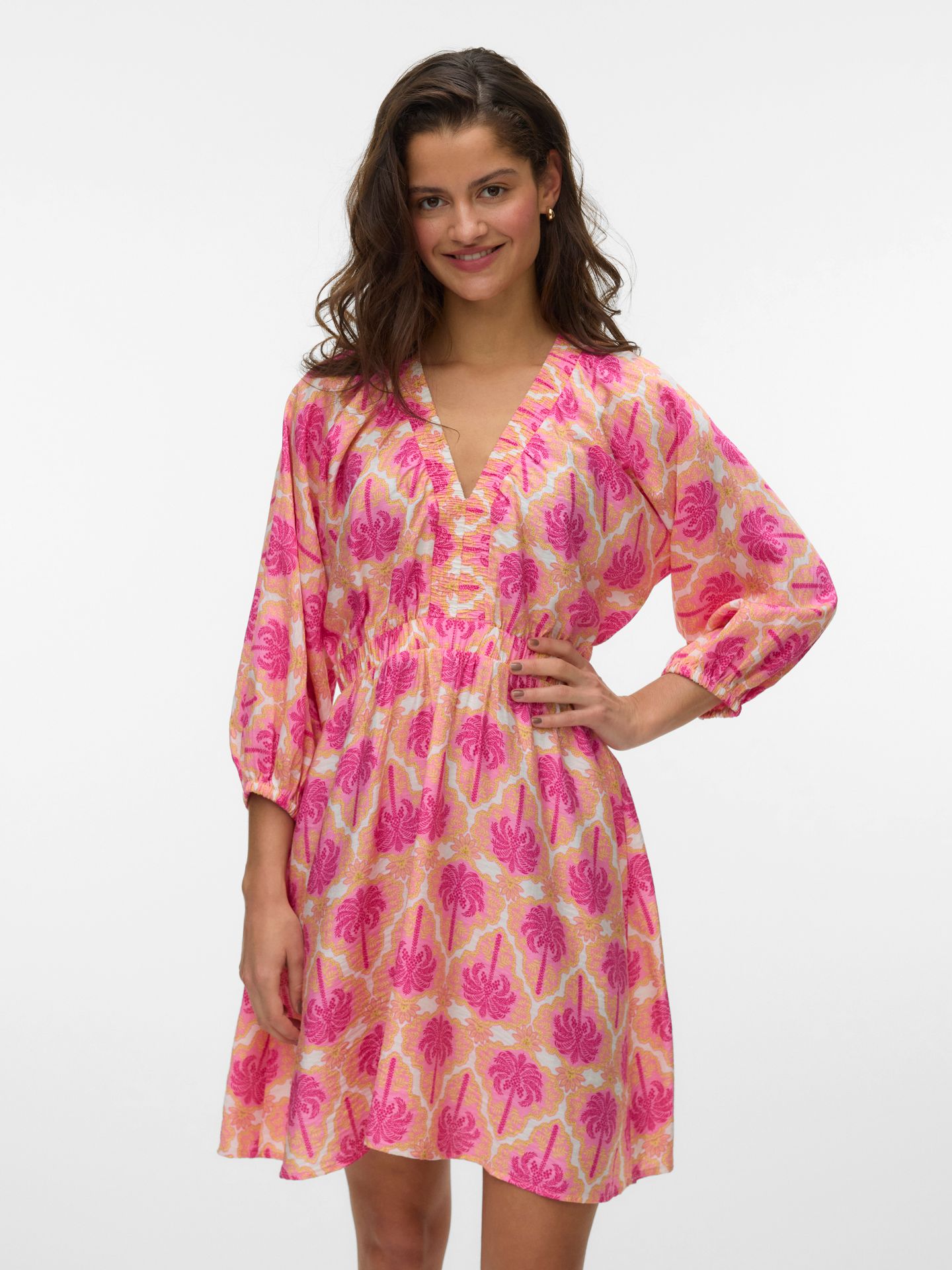 Vero Moda VMEVELIJN 3/4 SHORT DRESS EXP Snow White/Lemonade 00118733-EKA26011400000850