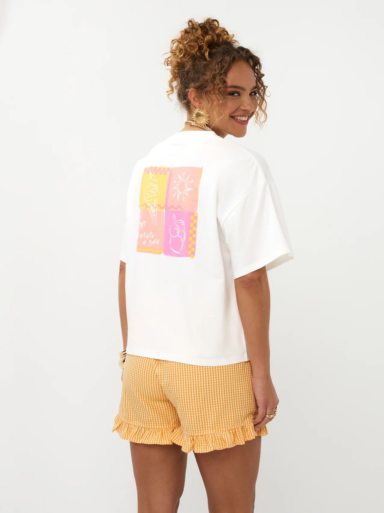 Ydence T-shirt Gelato e sole off white 00118750-W2