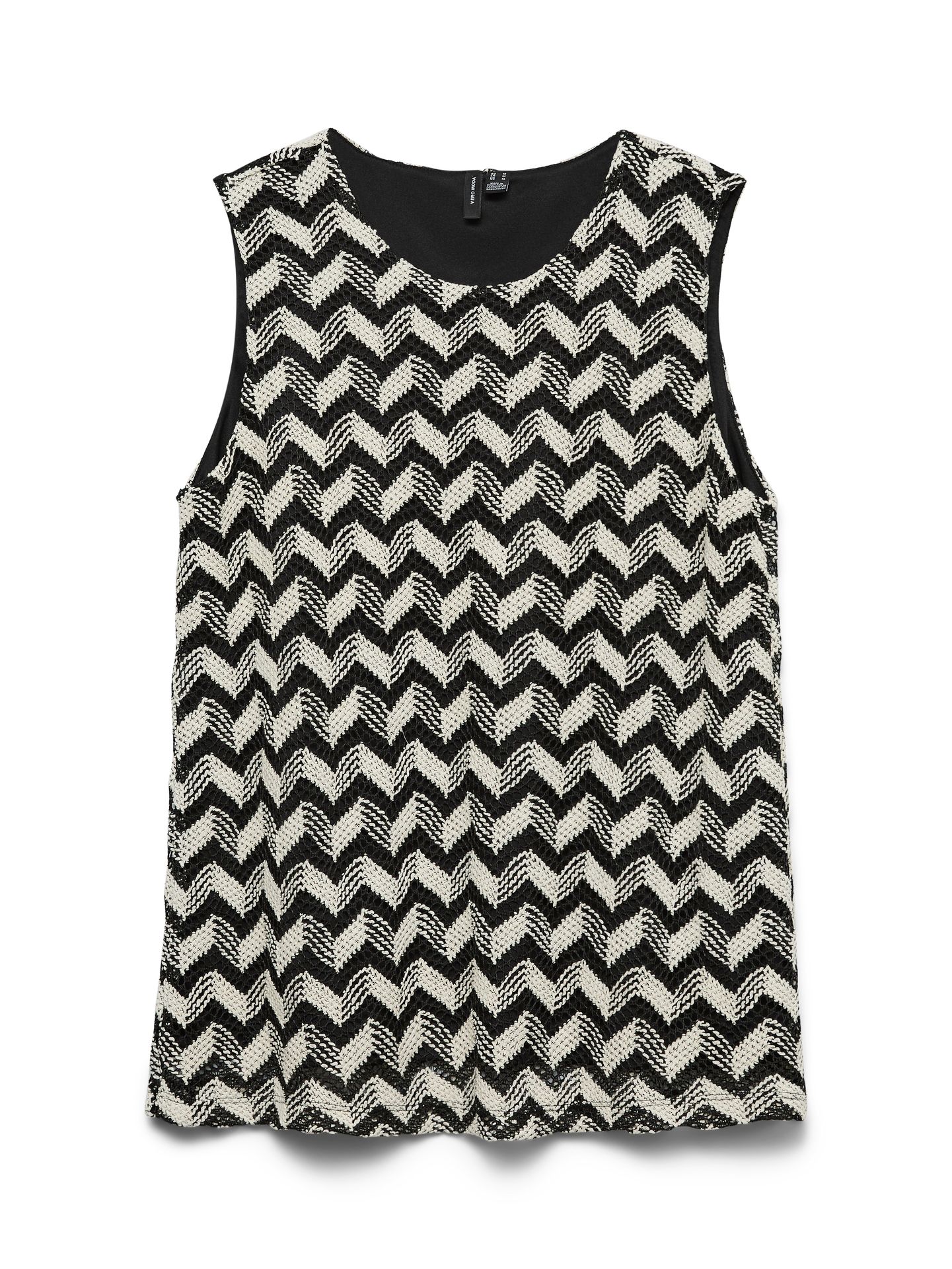 Vero Moda VMTIKKA SL O-NECK TOP JRS Black/SNOQ WHITE EMB 00118764-EKA26011400000427