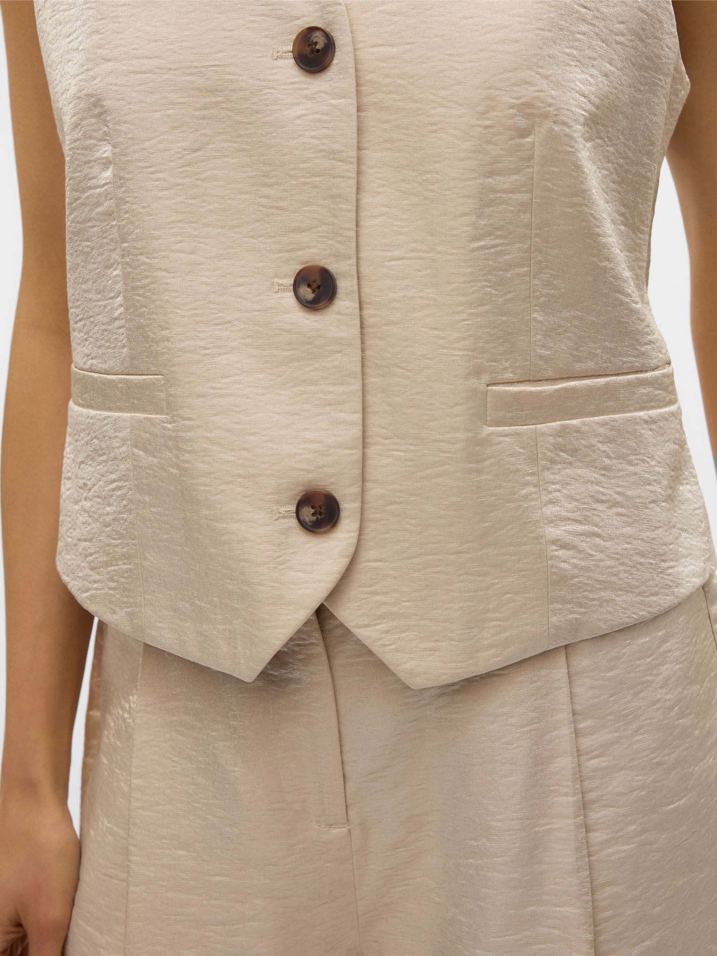 Vero Moda VMLIANA SL SHINY WAISTCOAT Oatmeal 2900167150038