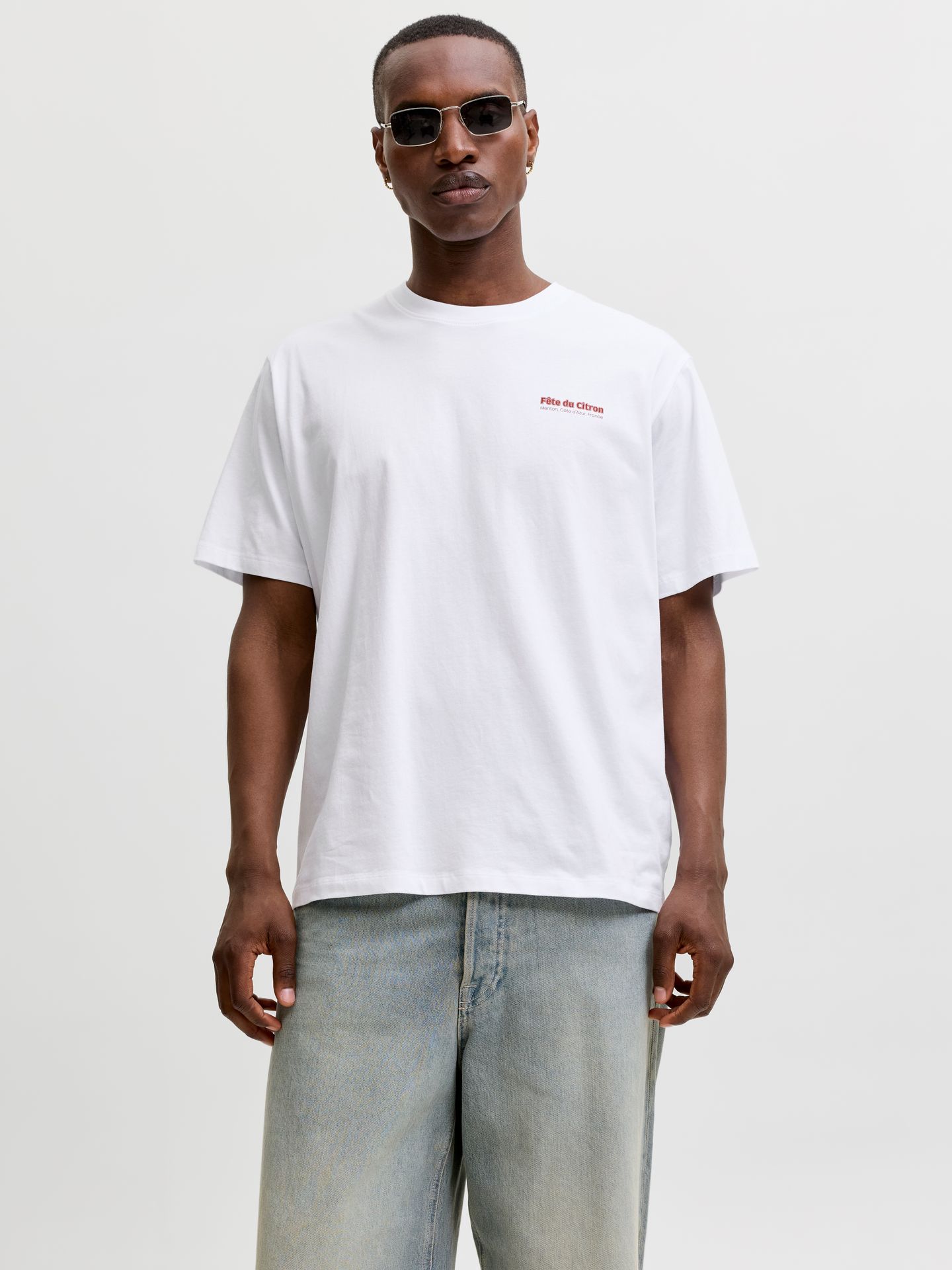 Jack & Jones JJLEMON TEE SS CREW NECK Bright White 2900167153039