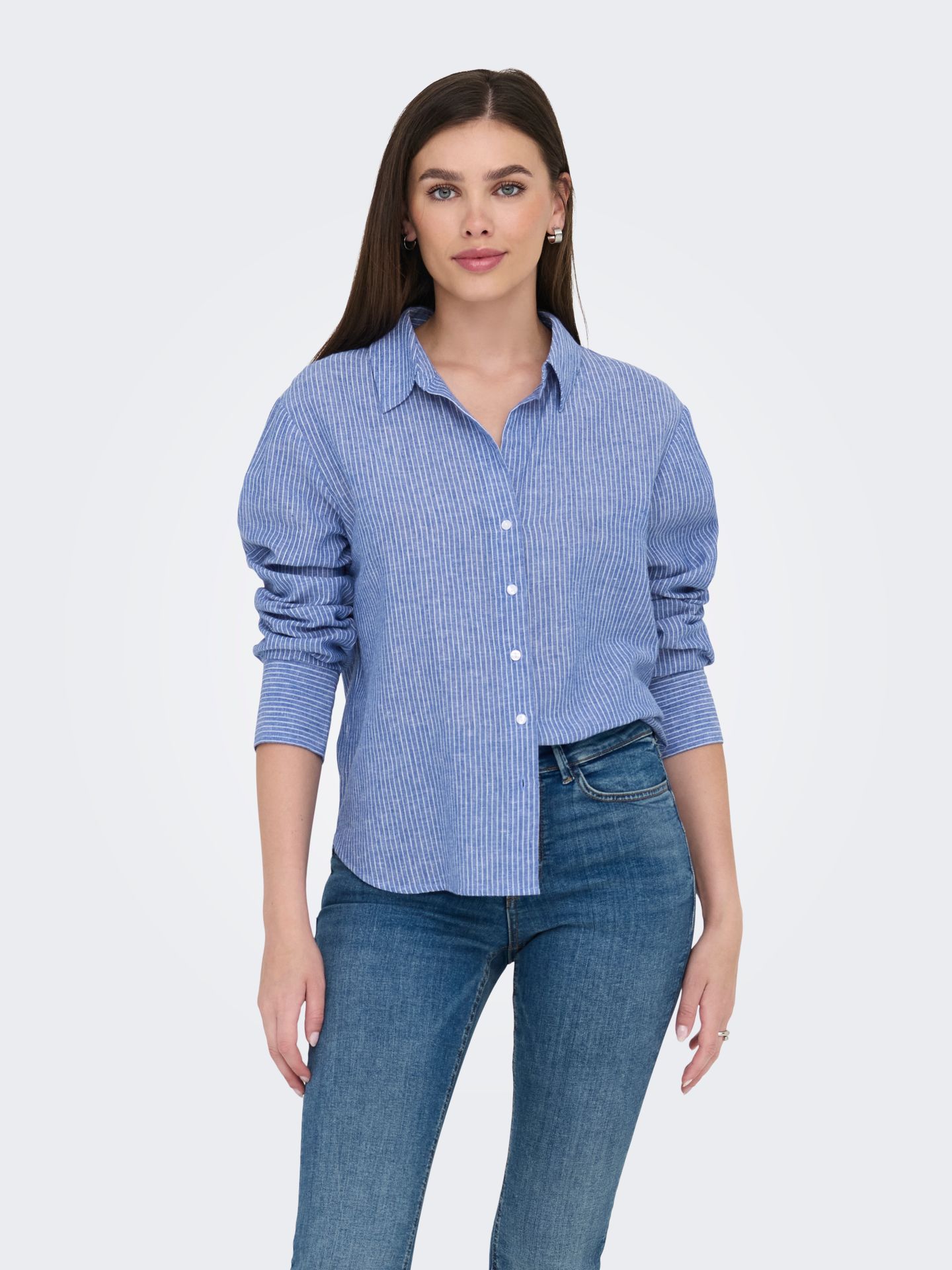 Only JDYMILA L/S LOOSE LINEN SHIRT WVN D Kentucky Blue/CLOUD DANCER 2900167251032