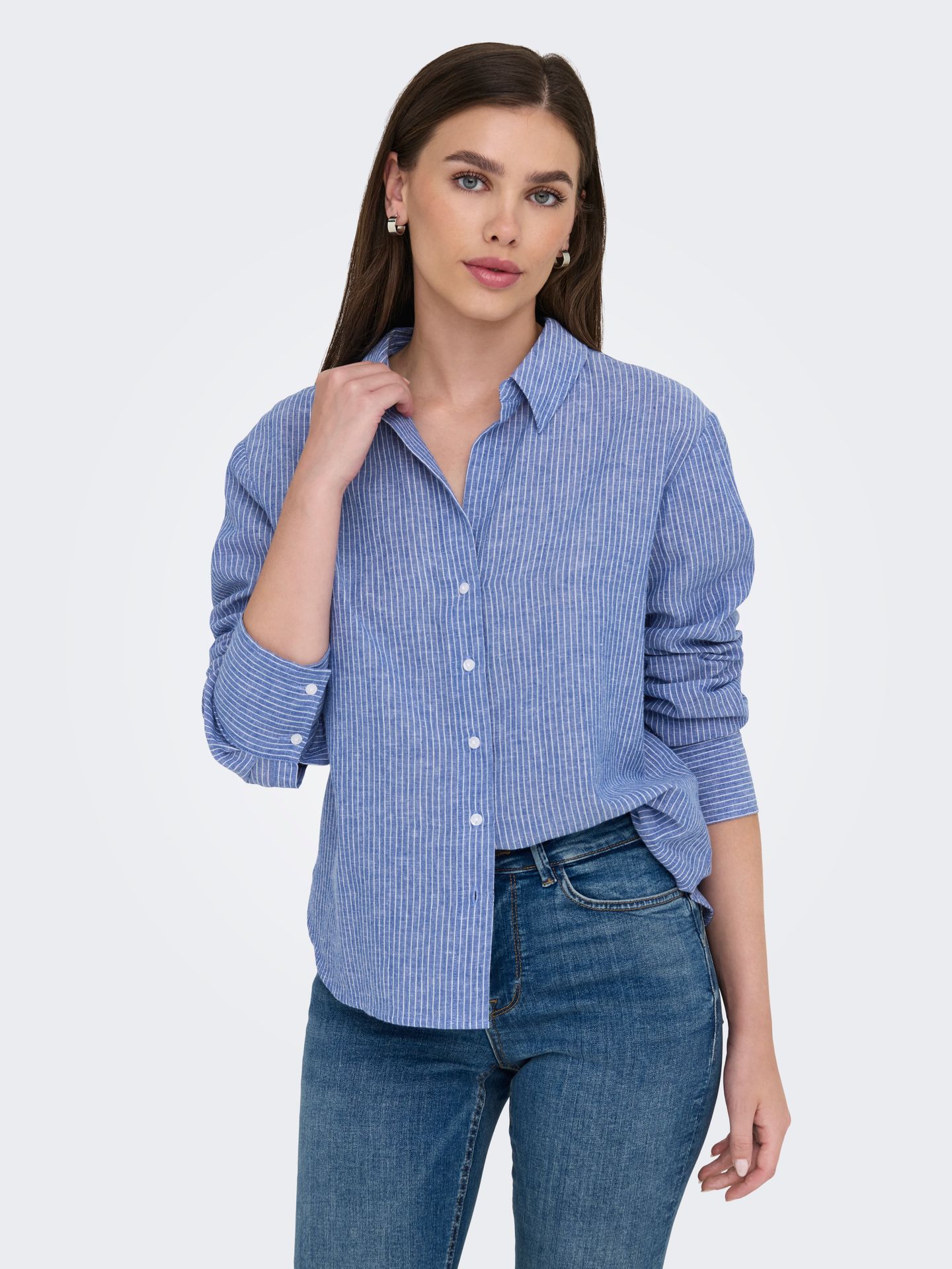 Only JDYMILA L/S LOOSE LINEN SHIRT WVN D Kentucky Blue/CLOUD DANCER 2900167251032