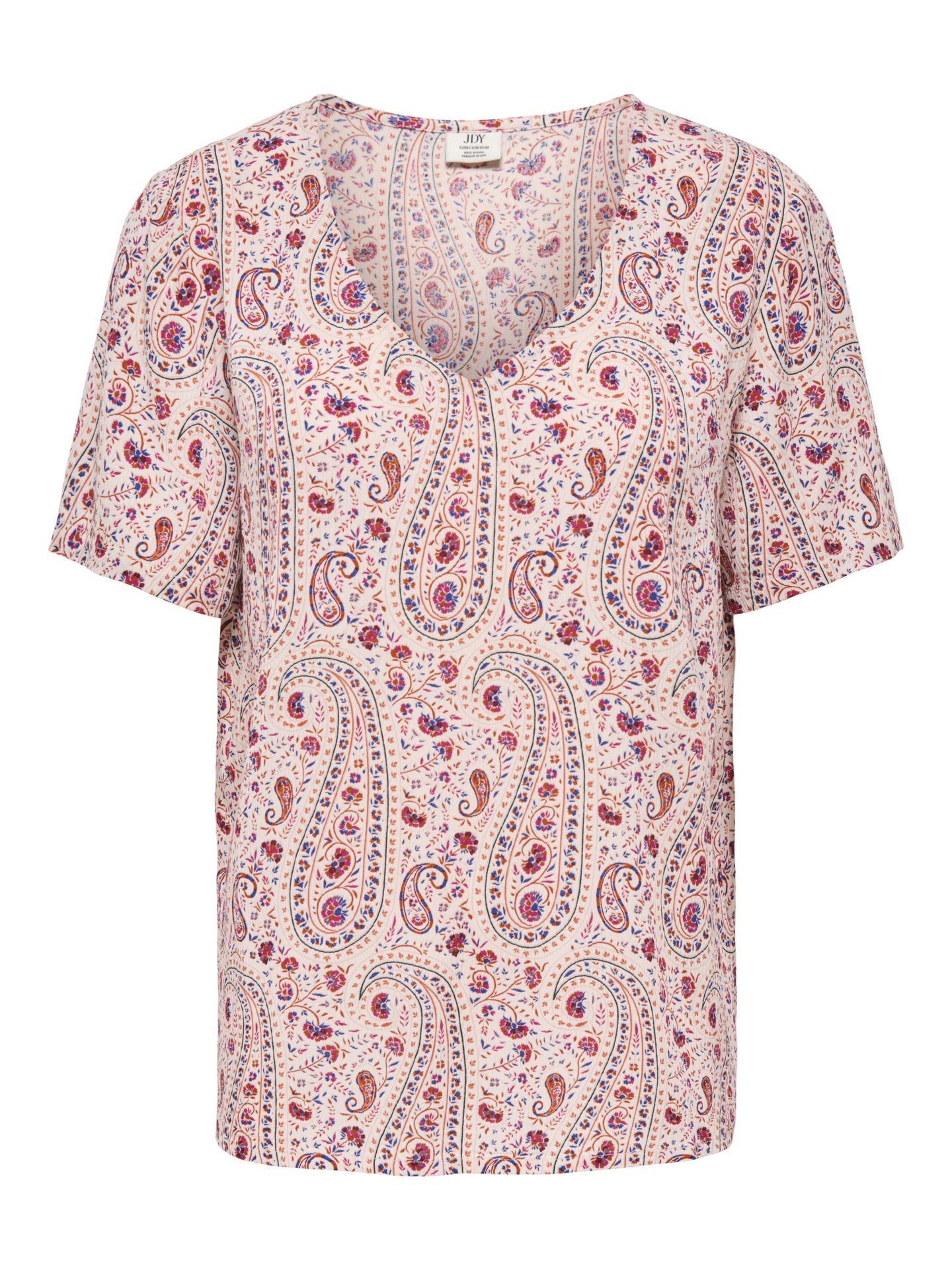 JDY JDYGABY LIFE S/S V-NECK TOP WVN Cloud Dancer/Pomegranate 2900167255047