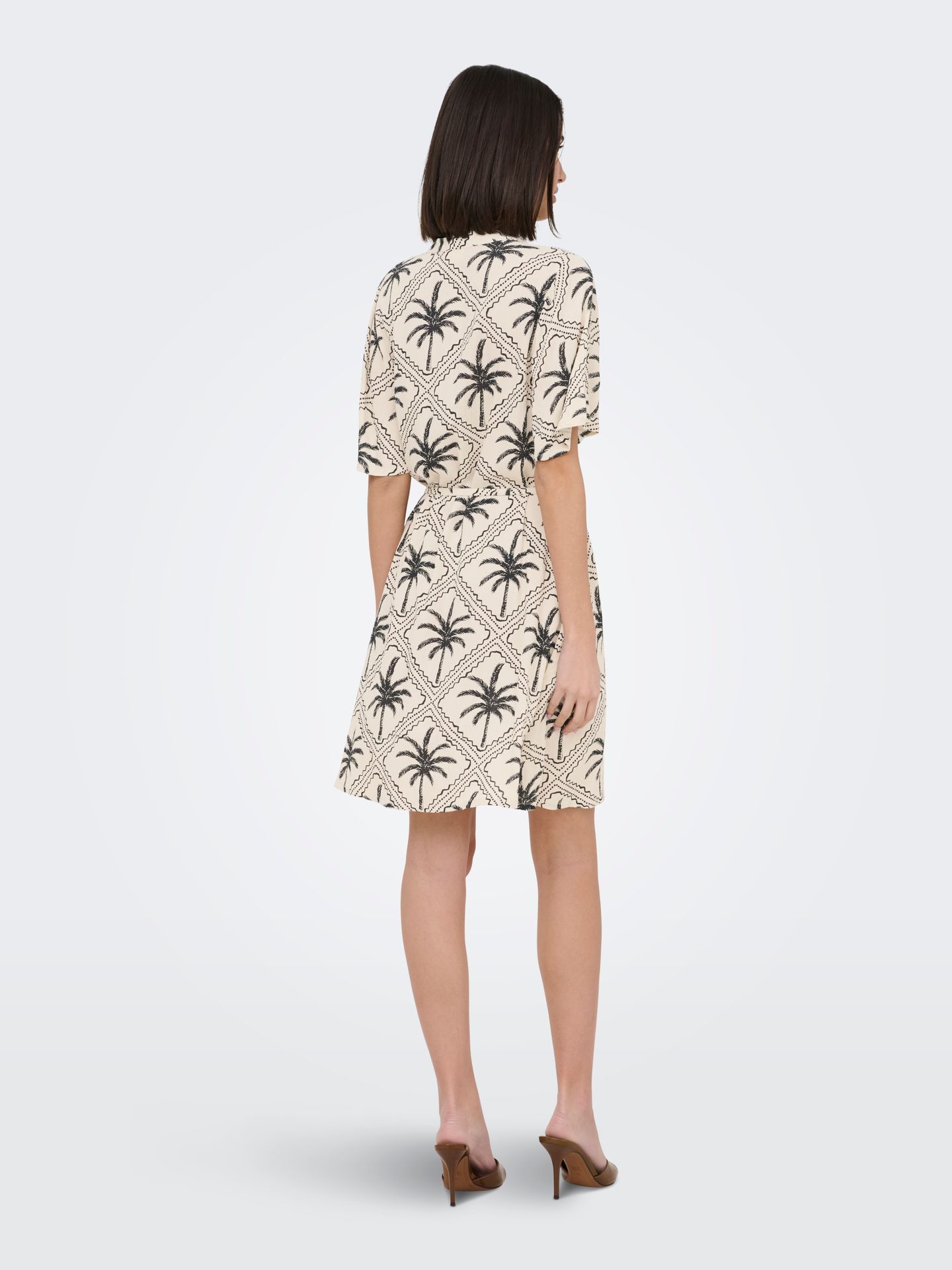 Only JDYGABY LIFE S/S BELT DRESS WVN Sandshell/CHOCOLATE TORTE TROPE 2900167289011