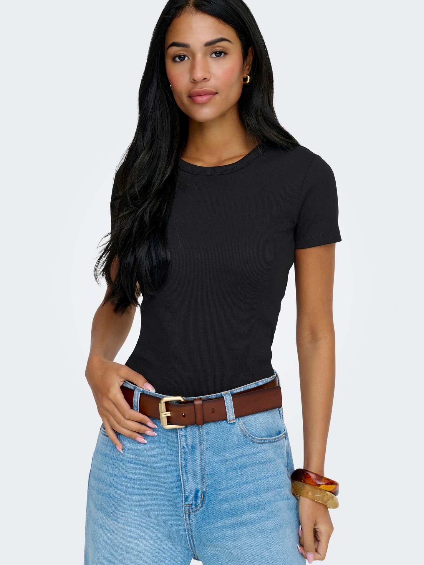 Only ONLVAL S/S O-NECK SOLID TOP JRS NOO Black 2900167329038
