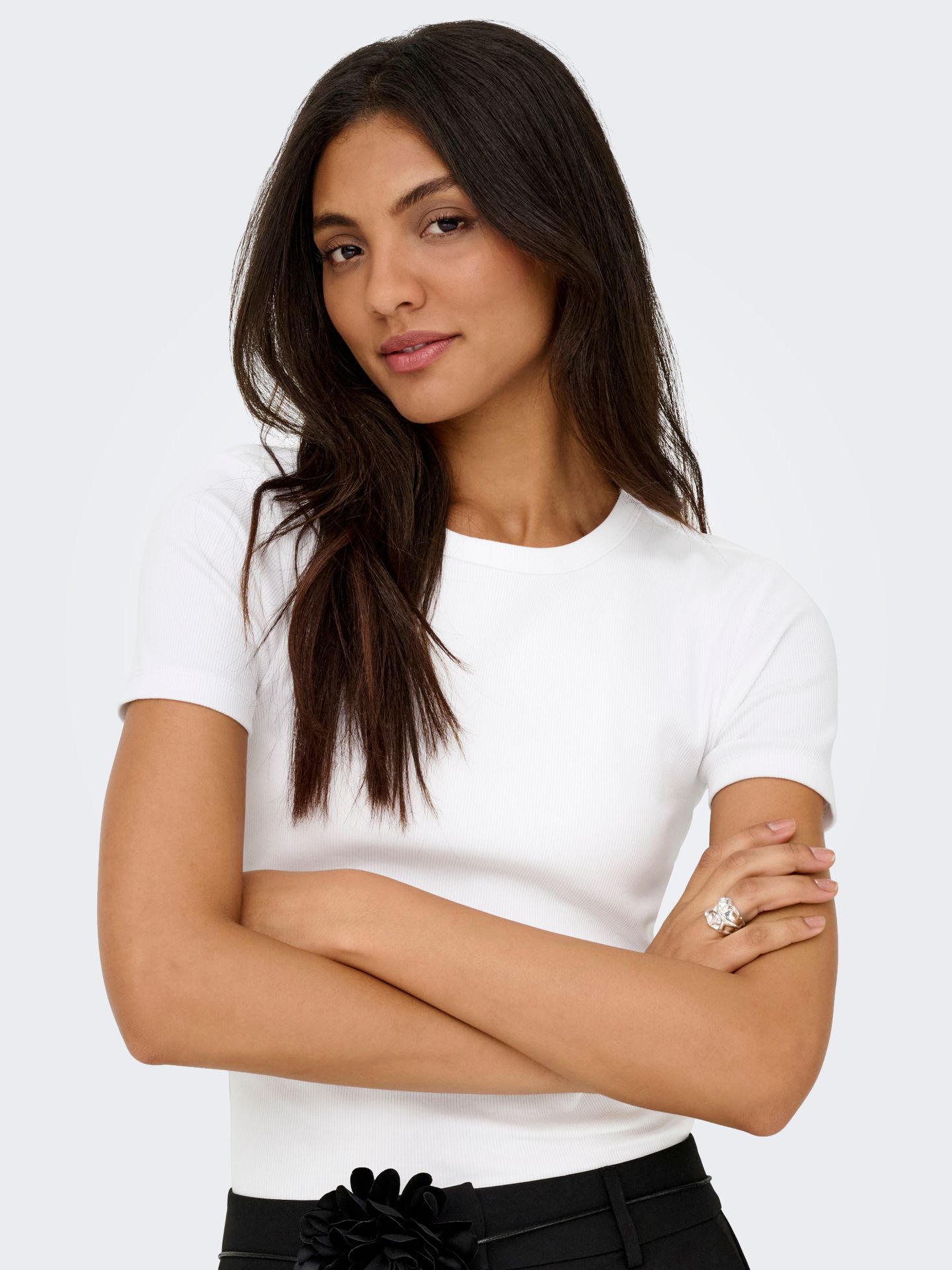 Only ONLVAL S/S O-NECK SOLID TOP JRS NOO Bright White 2900167330034