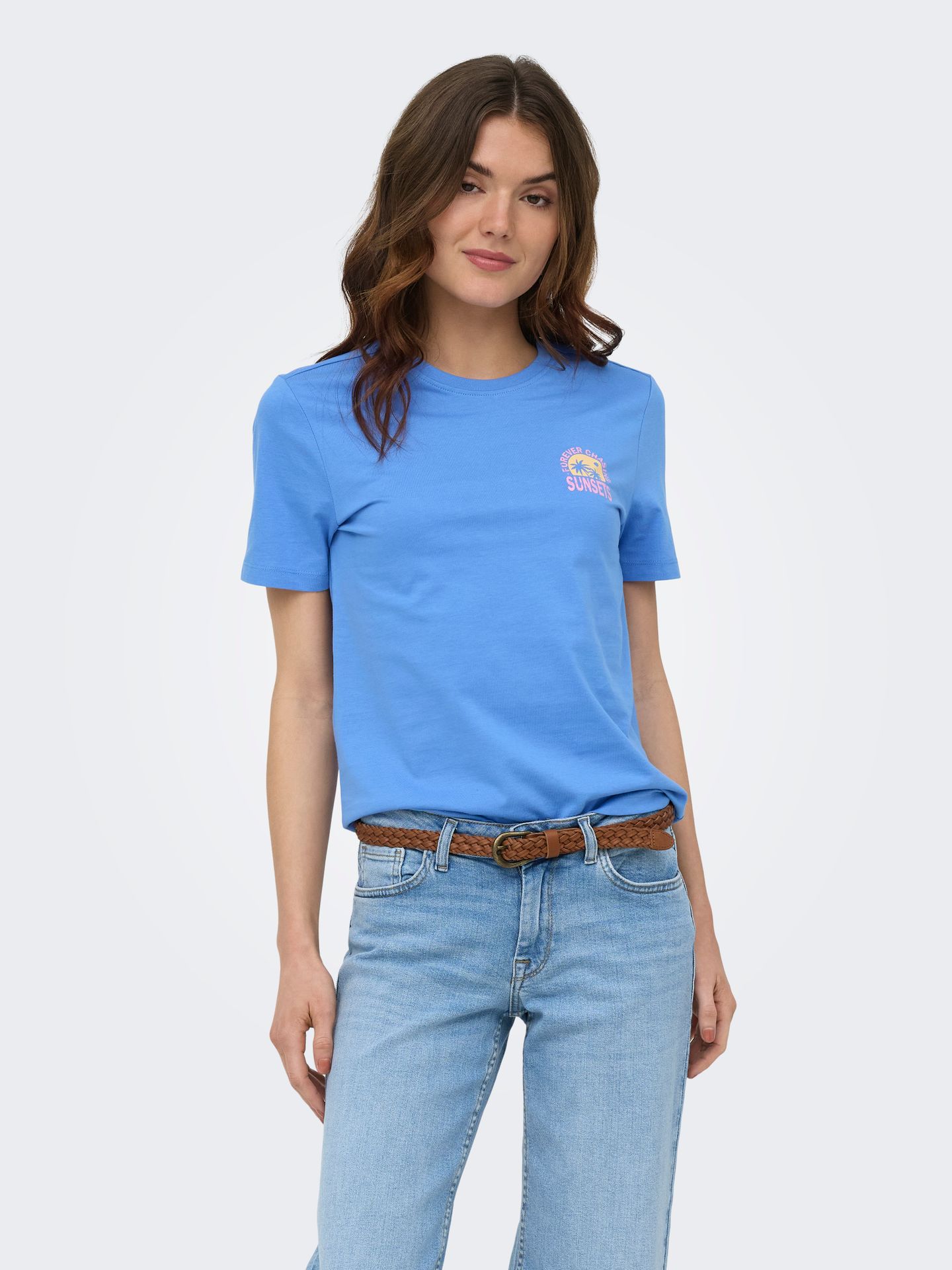 Only ONLFINE S/S REG TEE CS JRS Ultramarine/Melange/White Pearls 2900167345052
