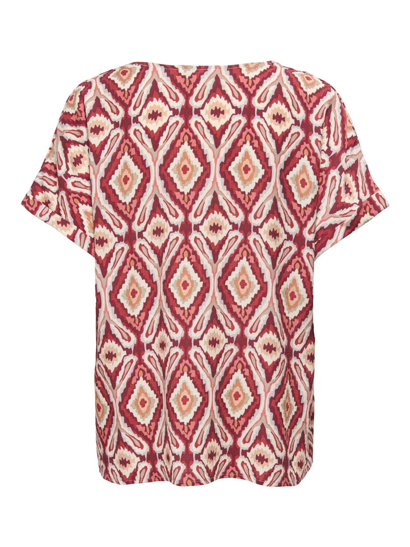 Only ONLBELLY MIKASI SS V-NECK TOP WVN E Brick Red/ABSTRACT AQUARES 2900167524051