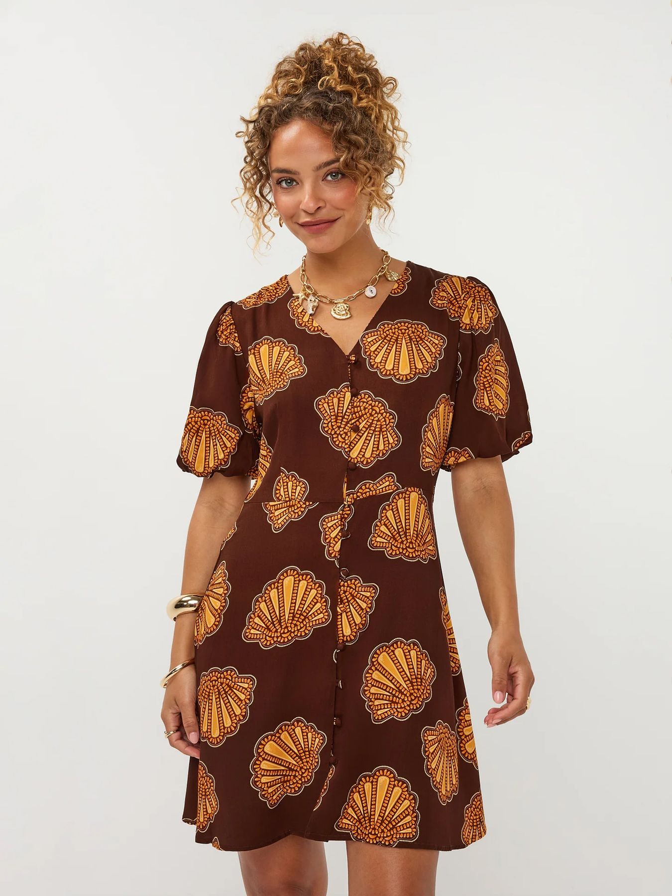 Ydence Dress Nika  Brown Shells 00119139-1127
