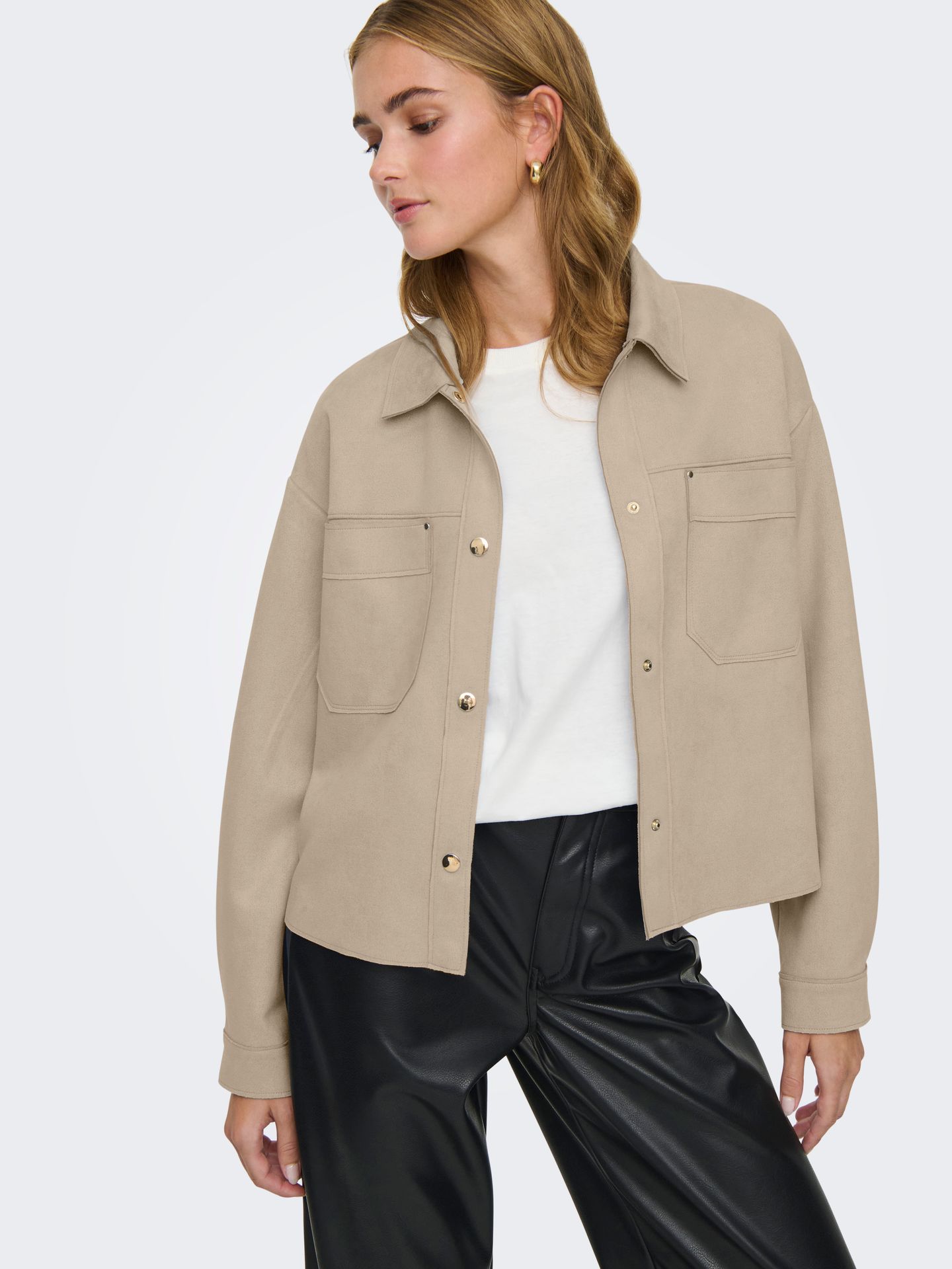 Only JDYJULLE L/S FAKE SUEDE SHIRT JRS N Oxford Tan 2900167857012