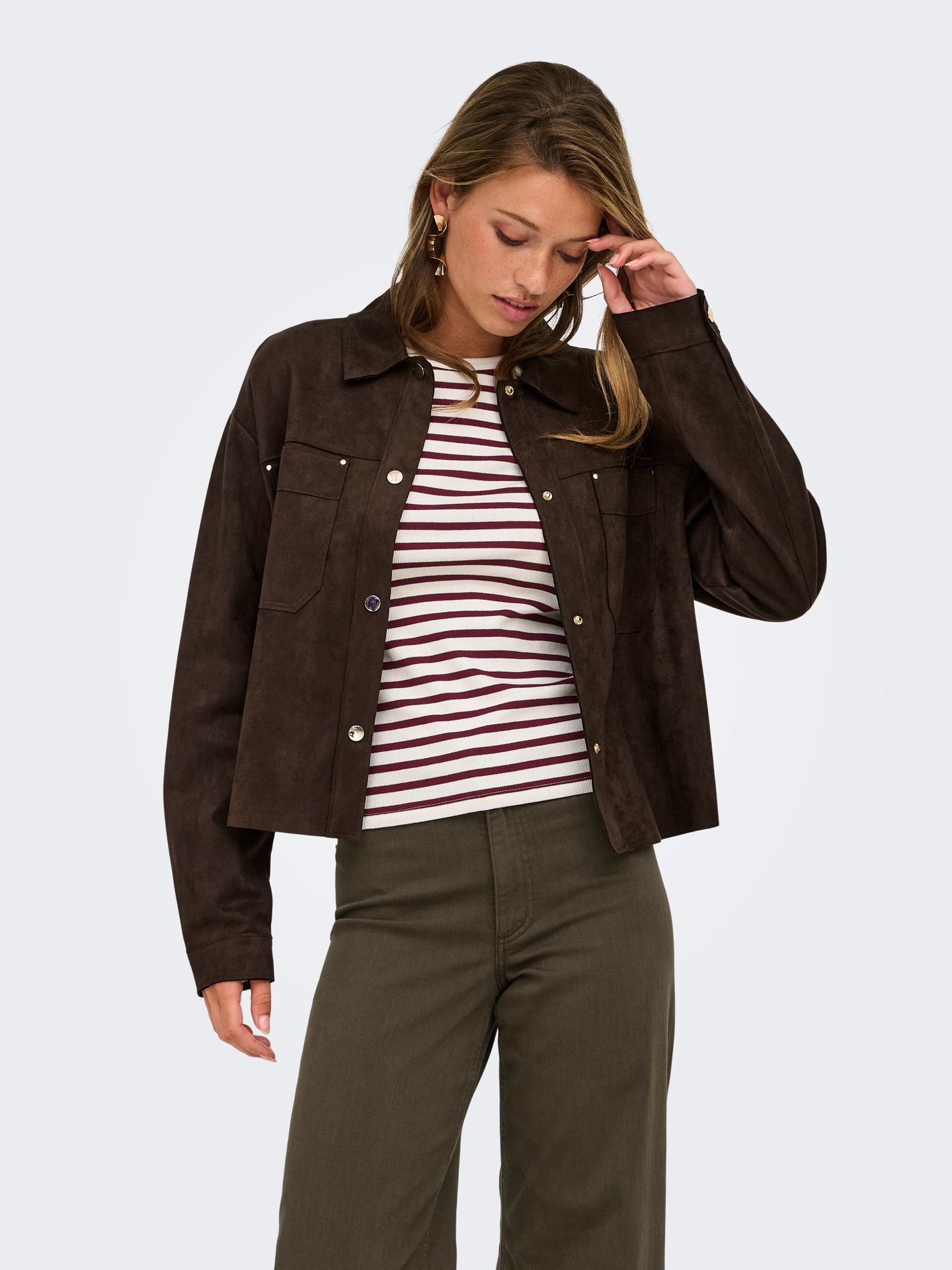 Only JDYJULLE L/S FAKE SUEDE SHIRT JRS N Coffee Bean 2900167856046