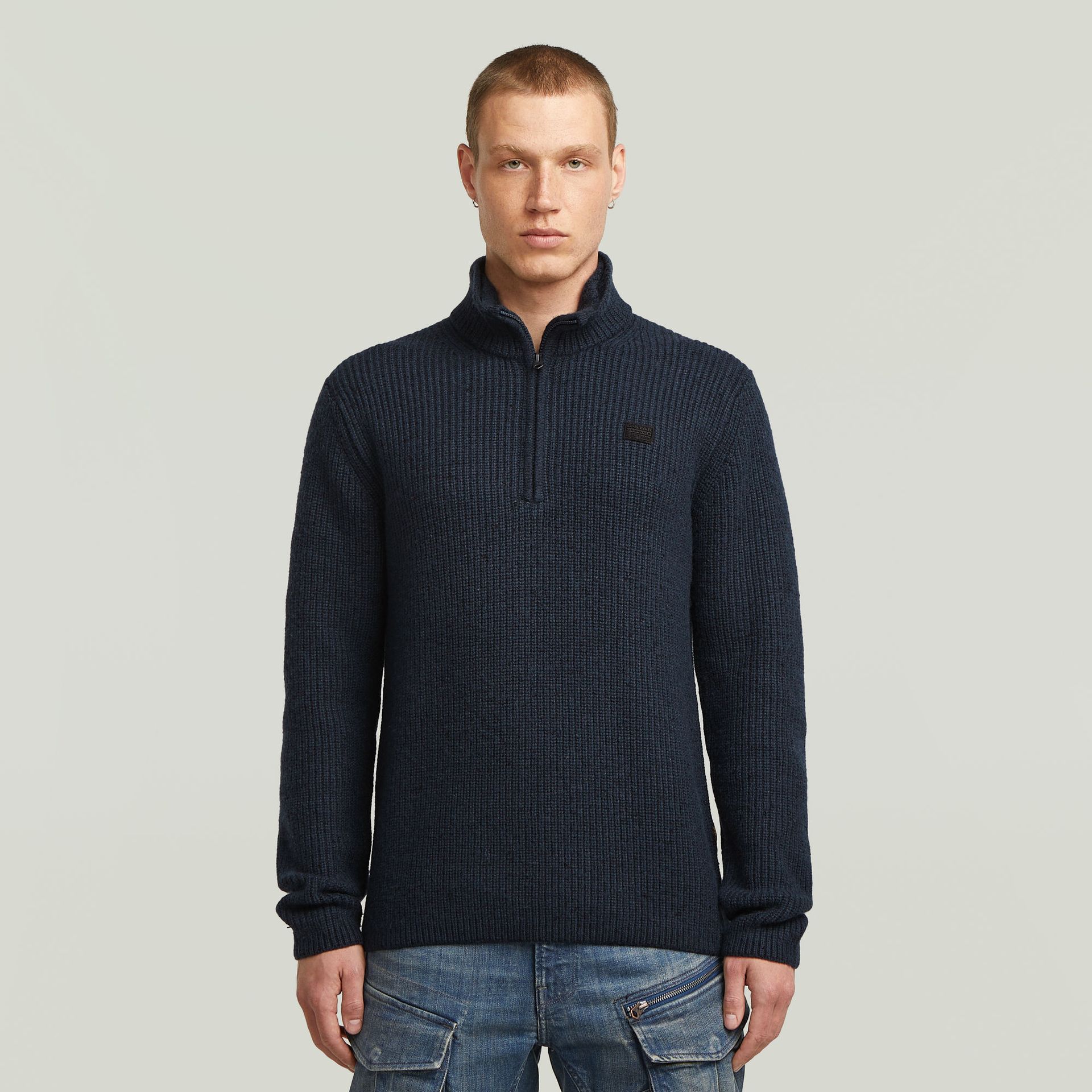 G-star Raw Double collar half zip knit 7160 dk patriot blue 00119196-EKA07001300000302