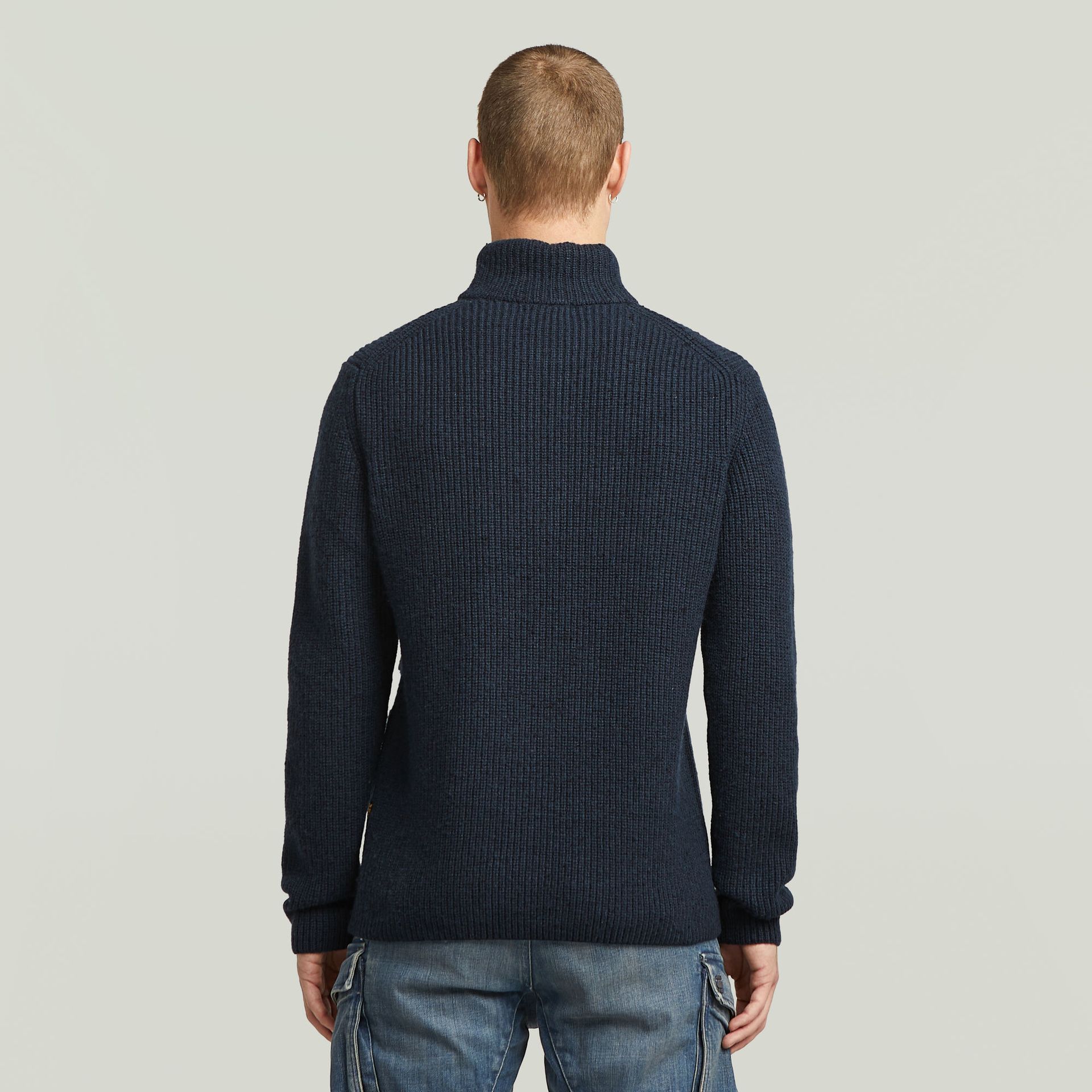 G-star Raw Double collar half zip knit 7160 dk patriot blue 2900167940073