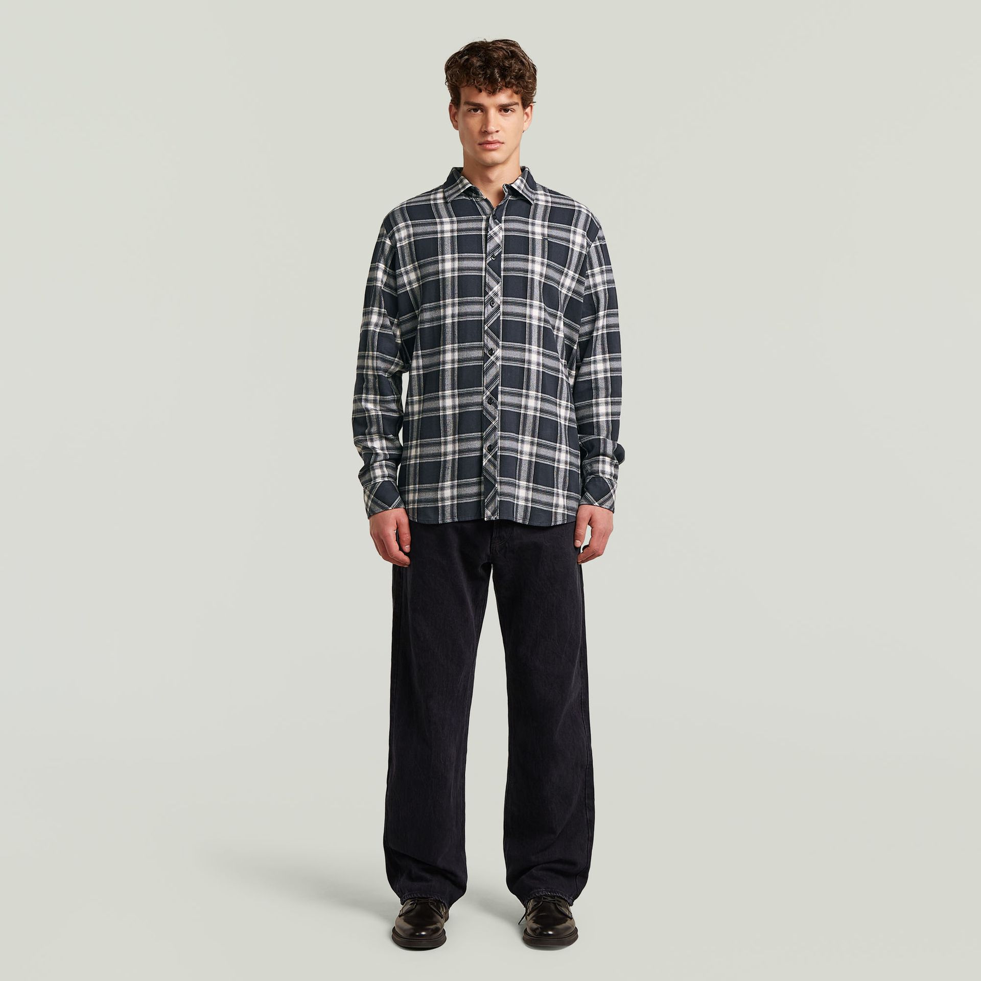 G-Star Raw Men Clean Regular Shirt l\s J385 dk legion blue denim-look ch 2900167946044