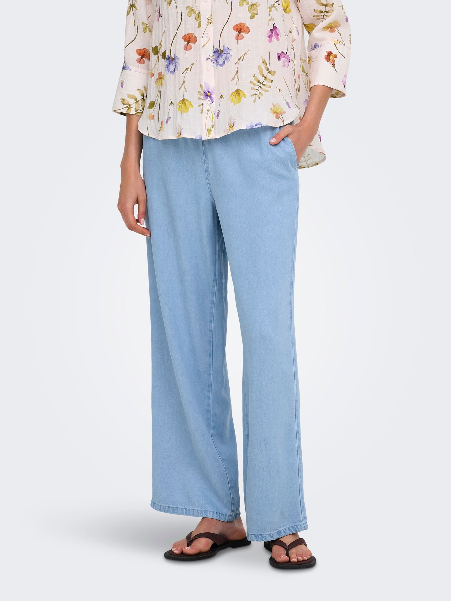 Only JDYMIRA MW WIDE STRING PANT PNT NOO Light Blue Denim 2900167961016