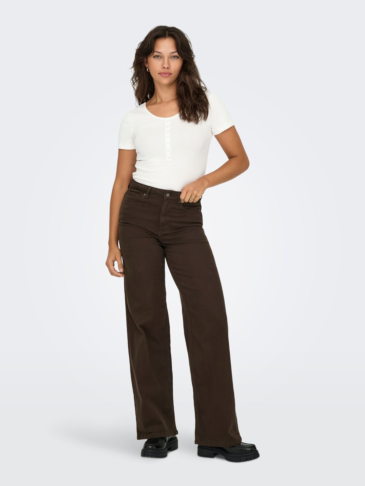 Only ONLMADISON BLUSH HW WIDE COLOR DNM Dark Brown Denim 2900167965090