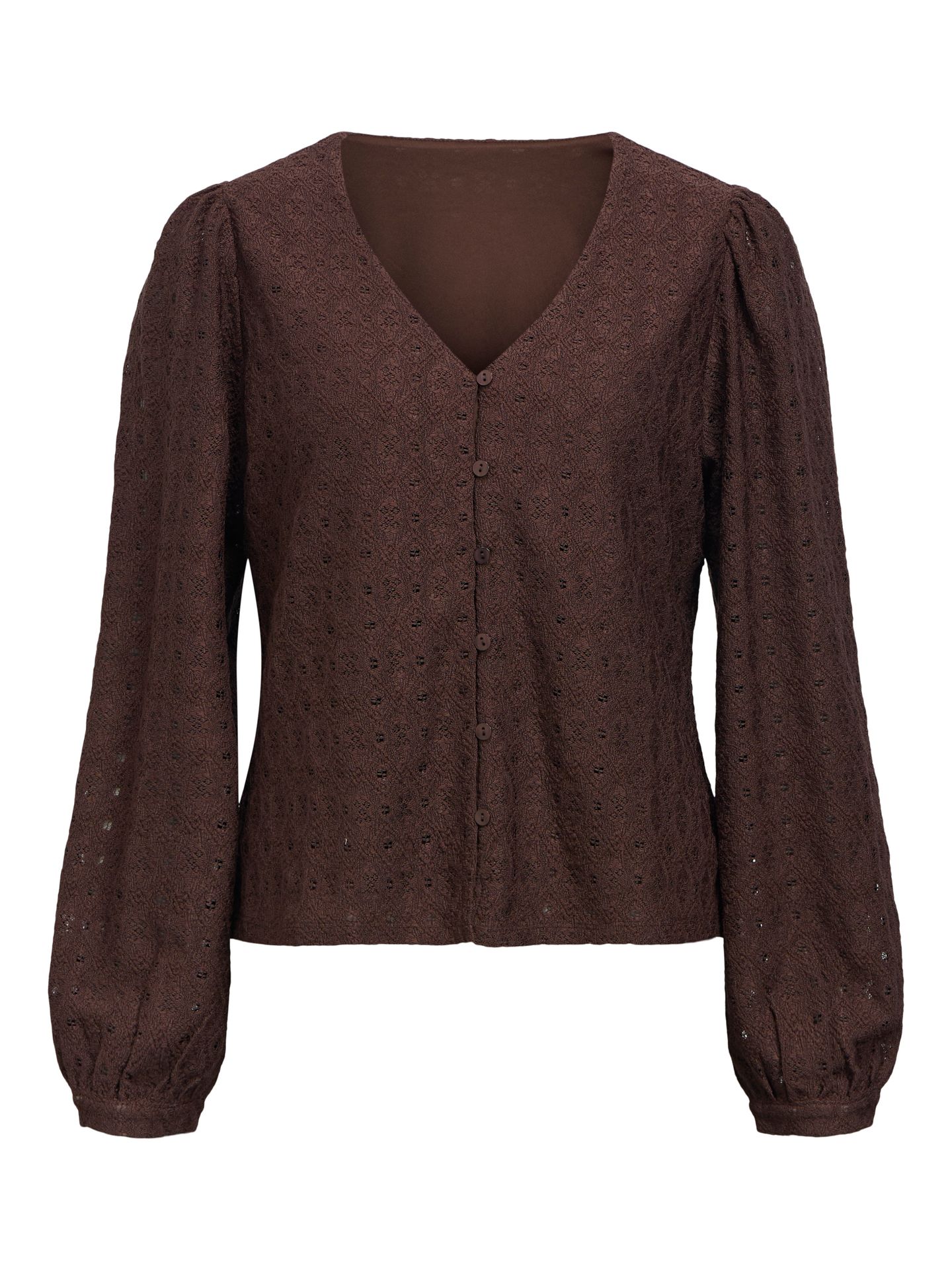 Object OBJLAILA L/S V-NECK TOP NOOS Seal Brown 00119214-EKA22000400000181