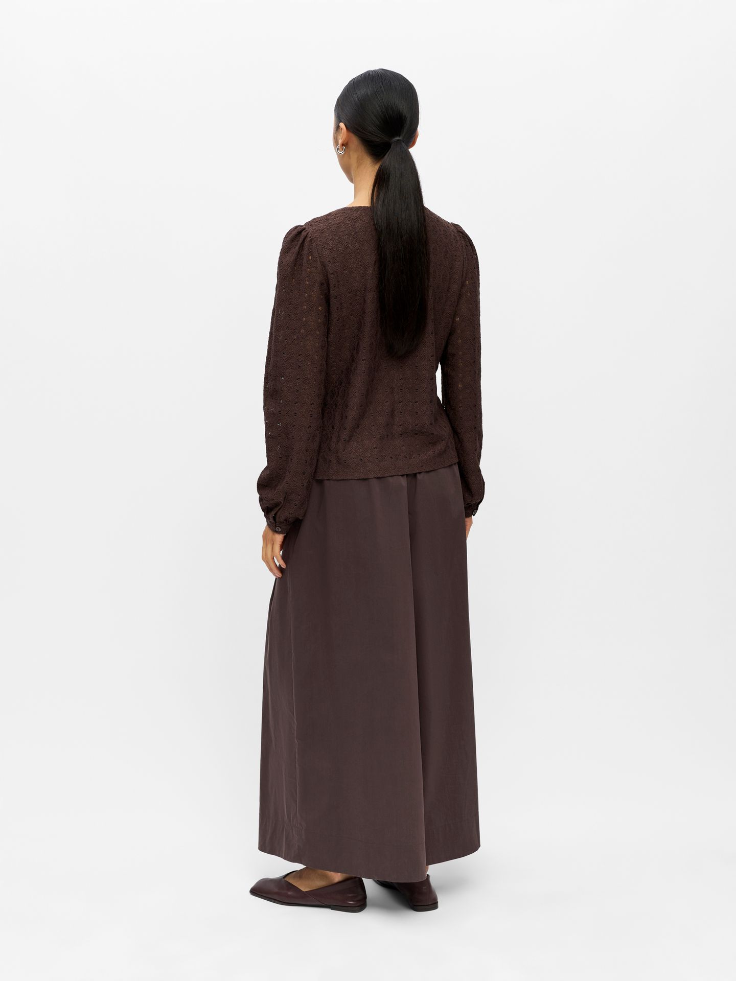Object OBJLAILA L/S V-NECK TOP NOOS Seal Brown 2900167971022