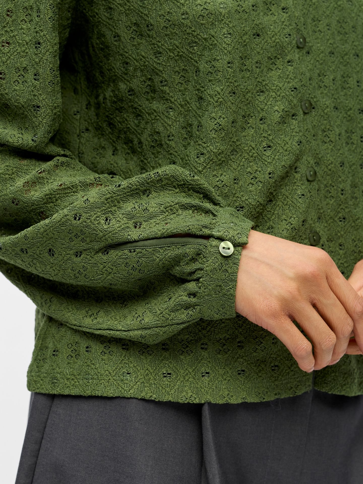 Object OBJLAILA L/S V-NECK TOP NOOS Bronze Green 2900167969036