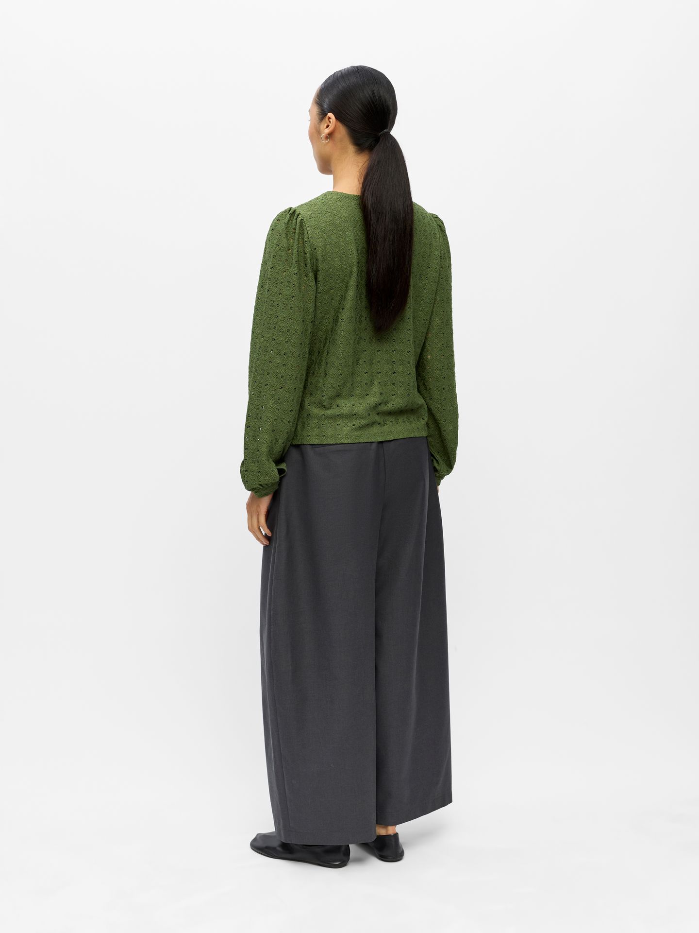 Object OBJLAILA L/S V-NECK TOP NOOS Bronze Green 2900167969036