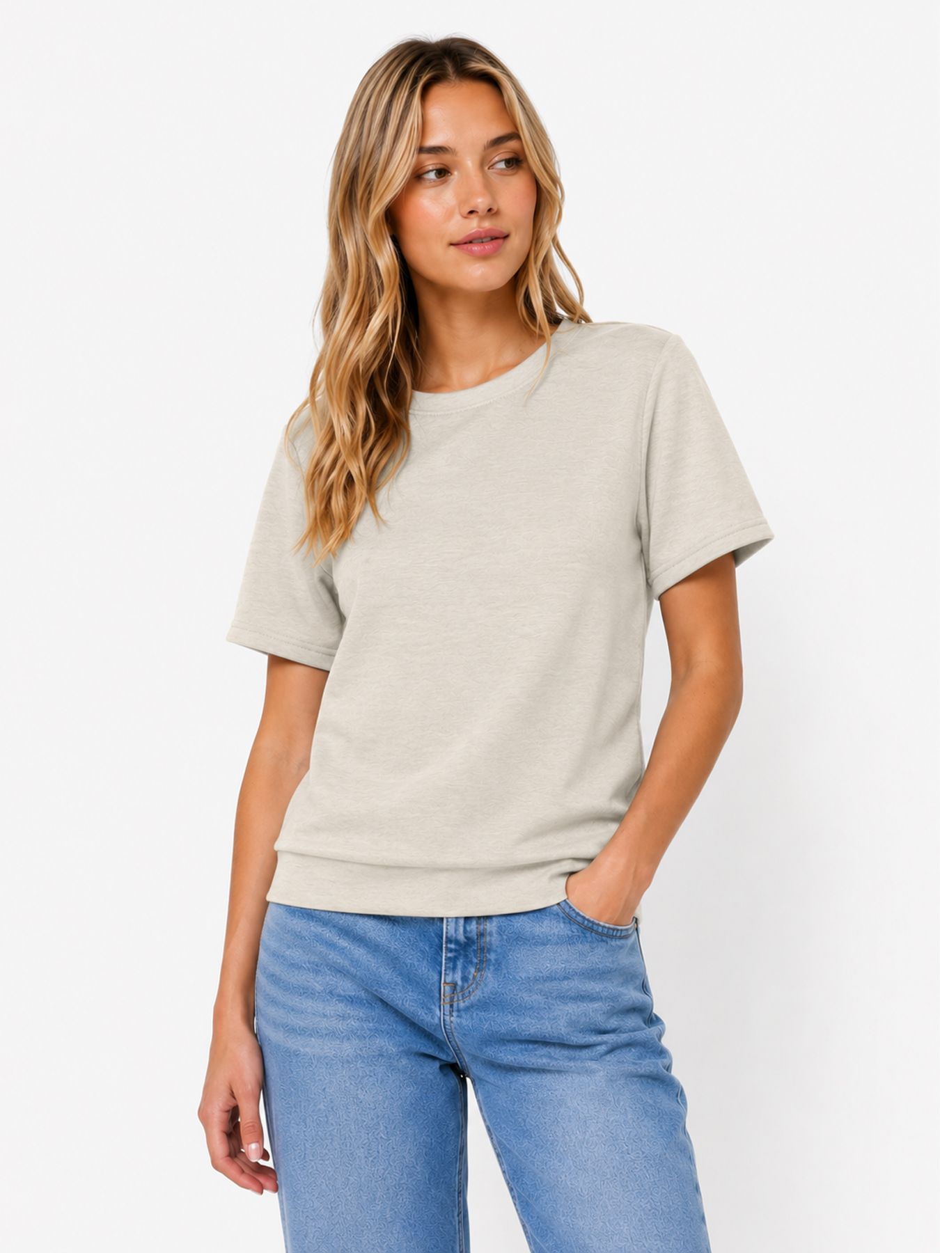 Vero Moda VMHALI SS O-NECK TOP JRS Oatmeal 00119224-EKA26011400000359