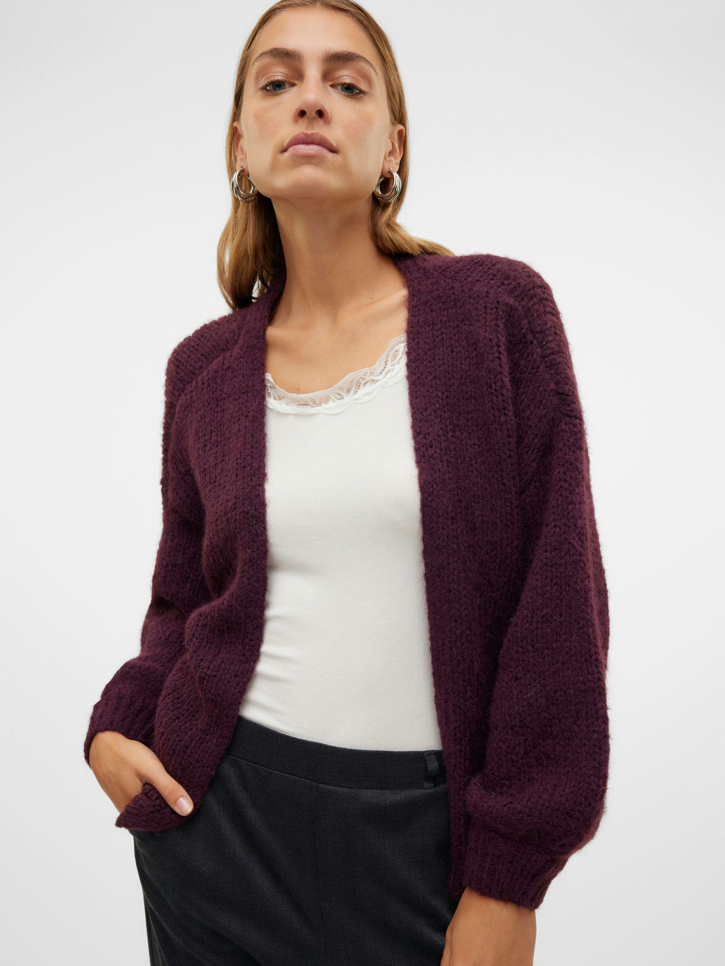 Vero Moda VMMAYBE LS OPEN CARDIGAN NOOS Winetasting 2900167994014