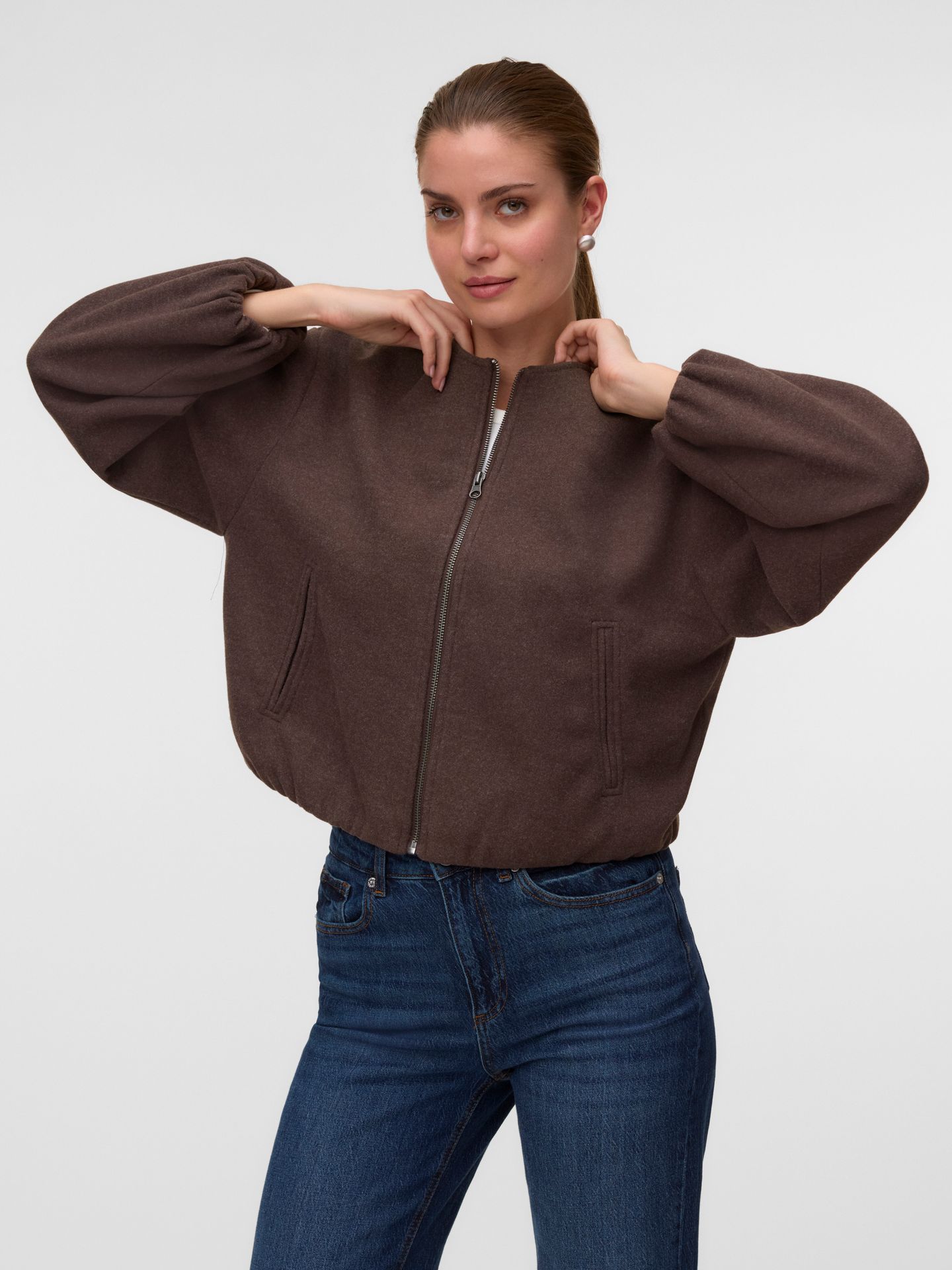 Vero Moda VMCHLOE LS BOMBER JACKET NOOS Chocolate Torte/MELANGE 00119316-EKA26011400003157