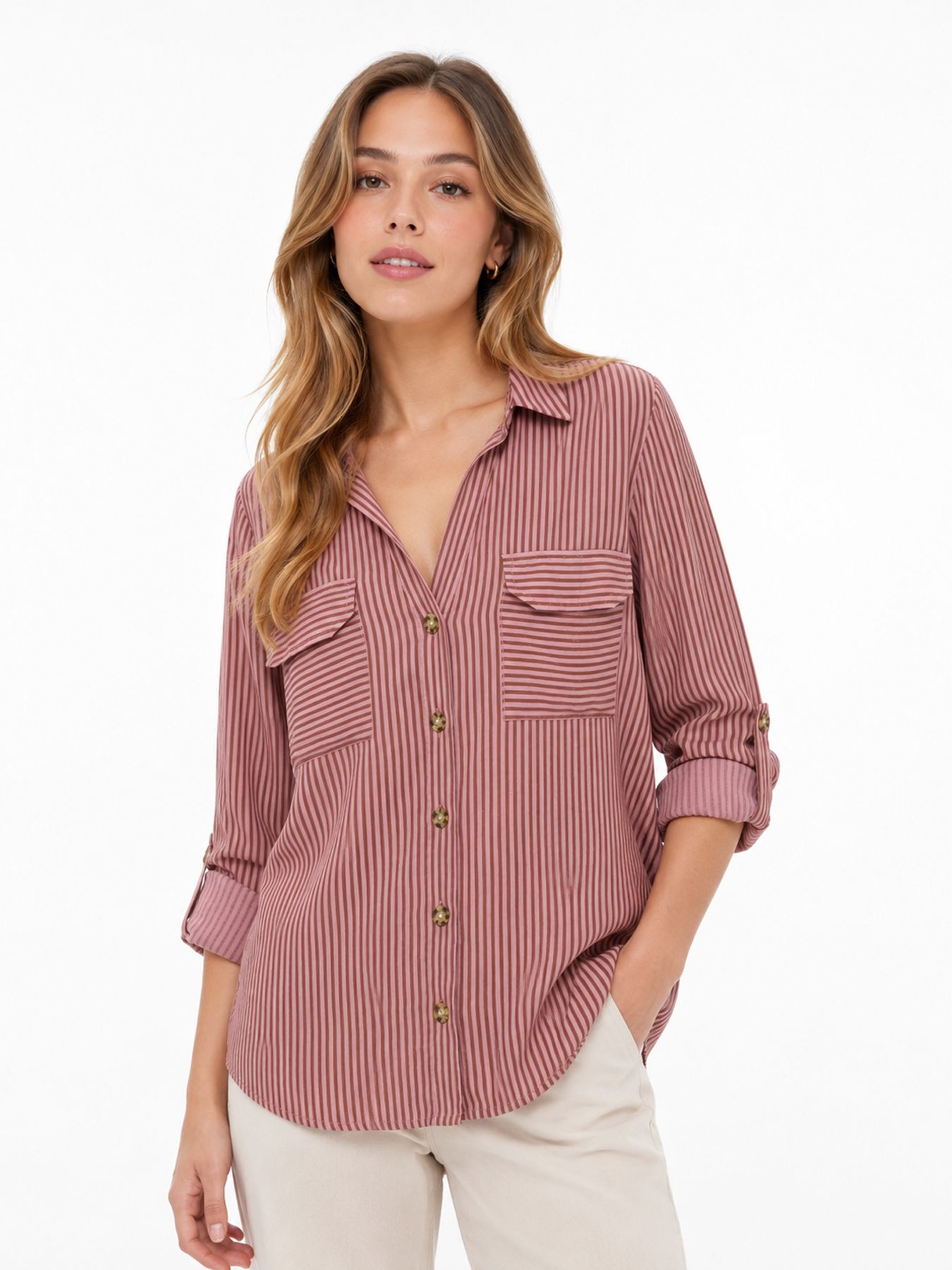 Vero Moda VMBUMPY L/S SHIRT NEW WVN NOOS Nostalgia Rose/Cocoa Brown 00119317-EKA26011400003611