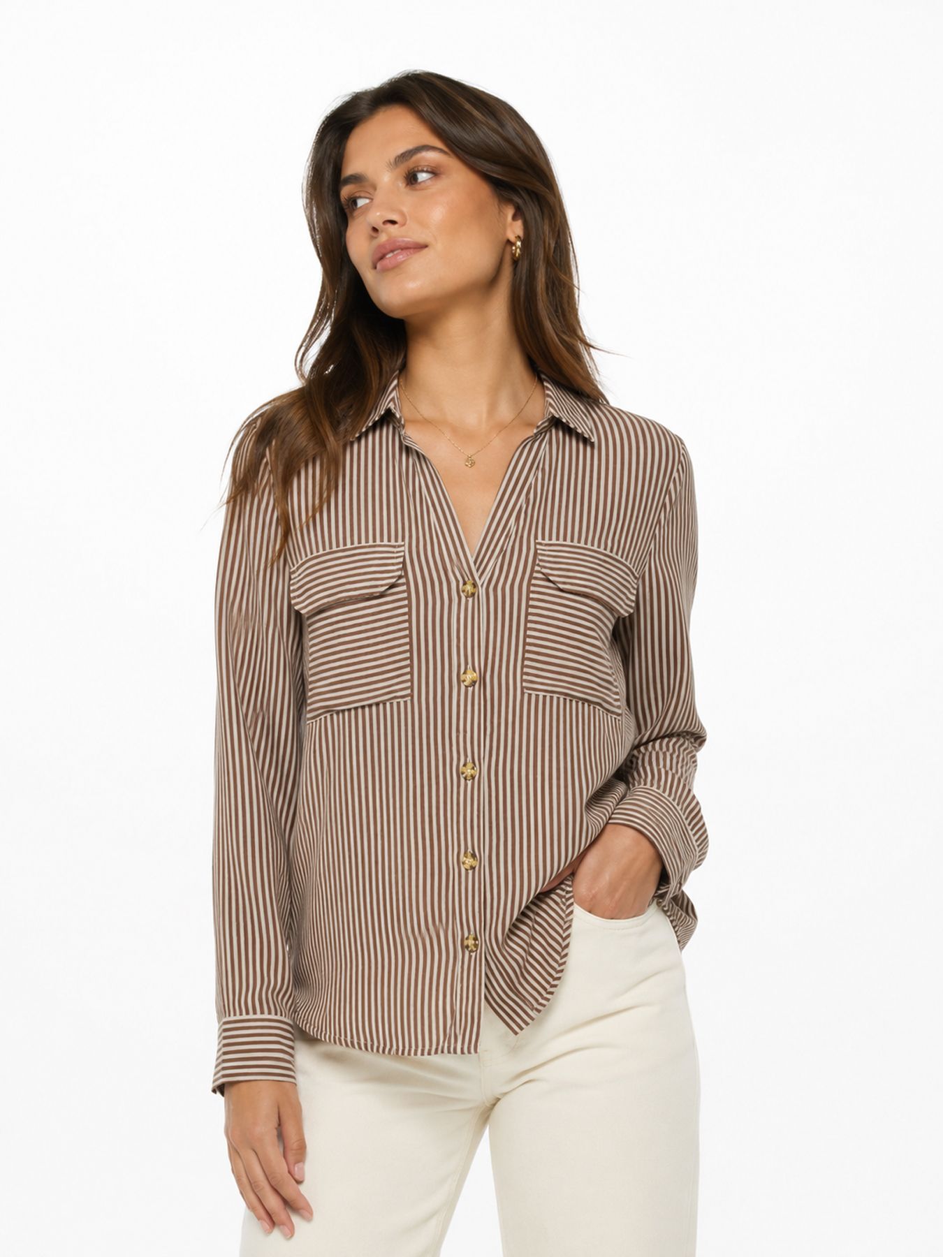 Vero Moda VMBUMPY L/S SHIRT NEW WVN NOOS Cocoa Brown/Pumice Stone 2900168136048