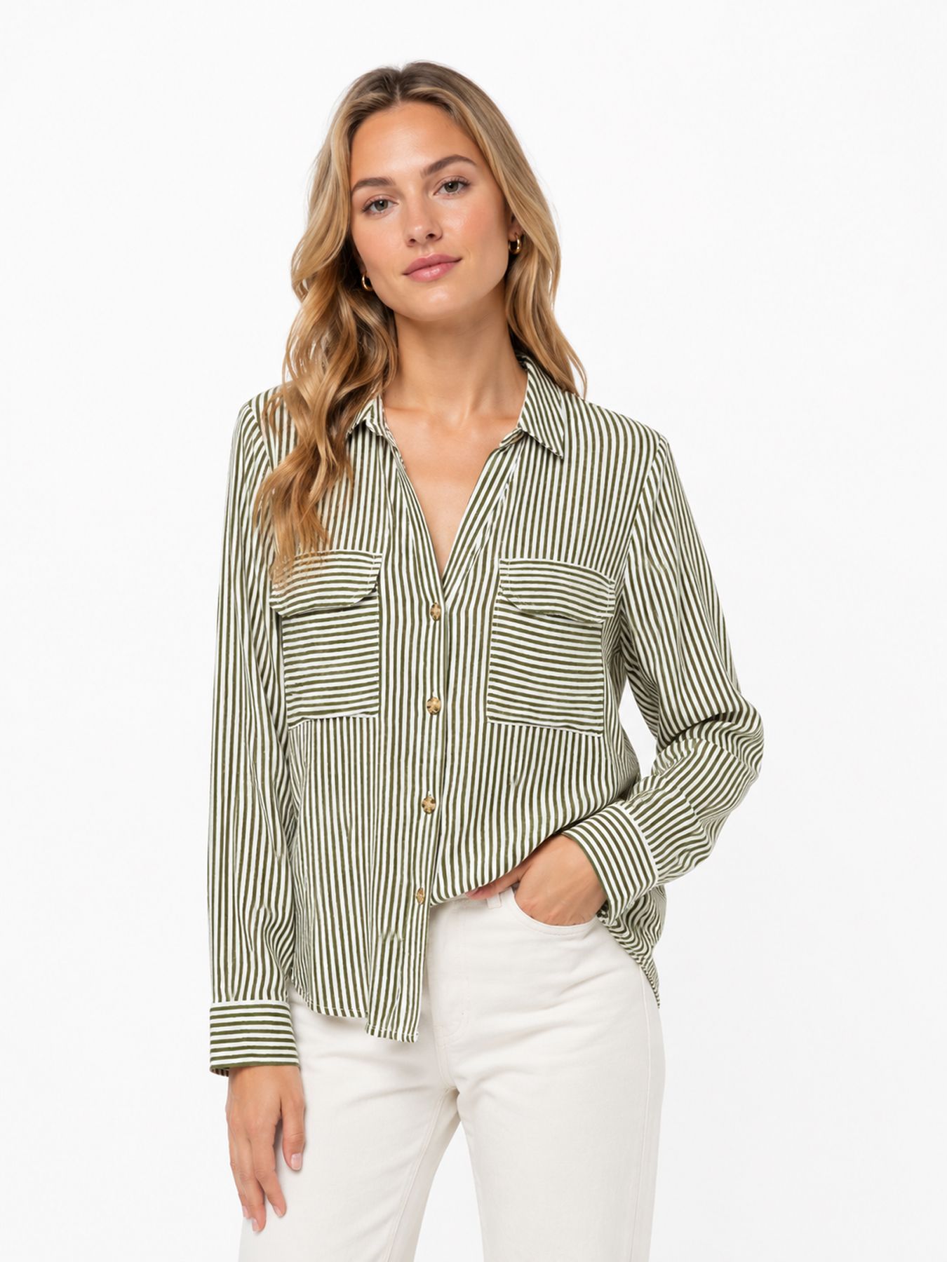 Vero Moda VMBUMPY L/S SHIRT NEW WVN NOOS Sphagnum/Snow White 2900168137038