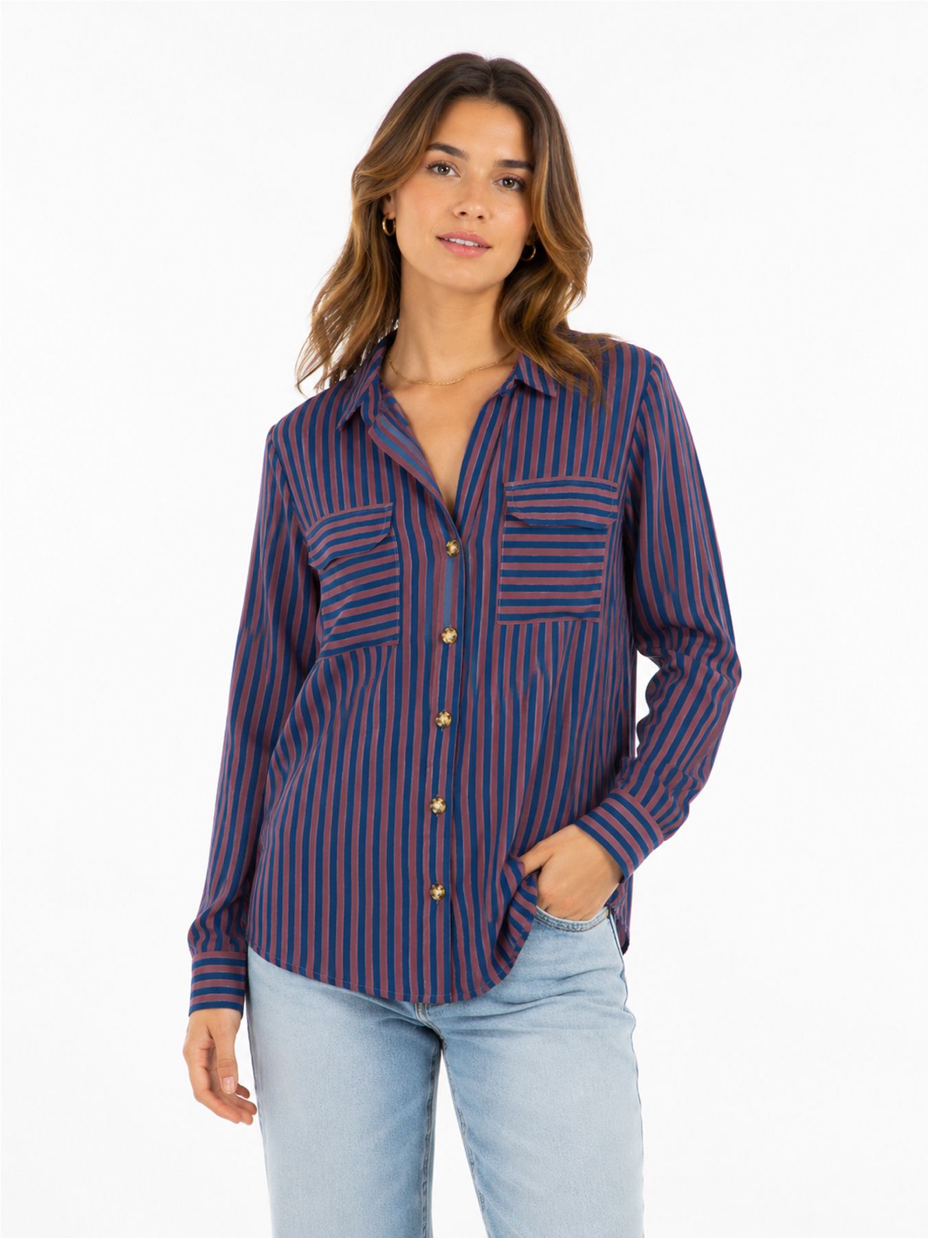 Vero Moda VMBUMPY L/S SHIRT NEW WVN NOOS Navy Peony/New Stripe Rose Browvn 2900168145026
