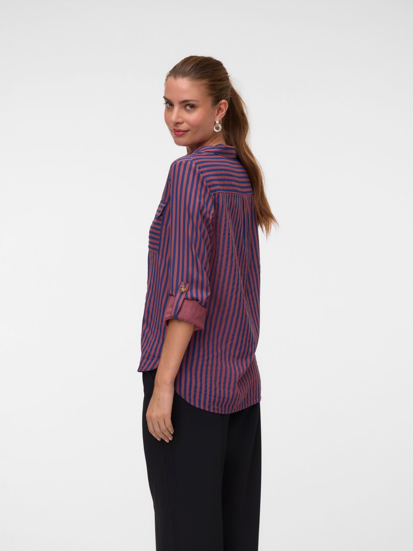 Vero Moda VMBUMPY L/S SHIRT NEW WVN NOOS Navy Peony/New Stripe Rose Browvn 2900168145026