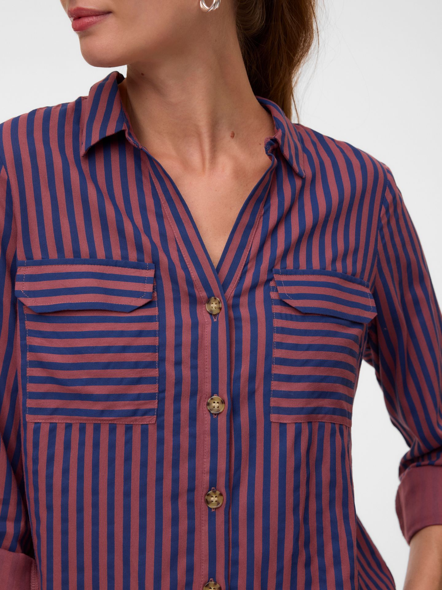 Vero Moda VMBUMPY L/S SHIRT NEW WVN NOOS Navy Peony/New Stripe Rose Browvn 2900168145026