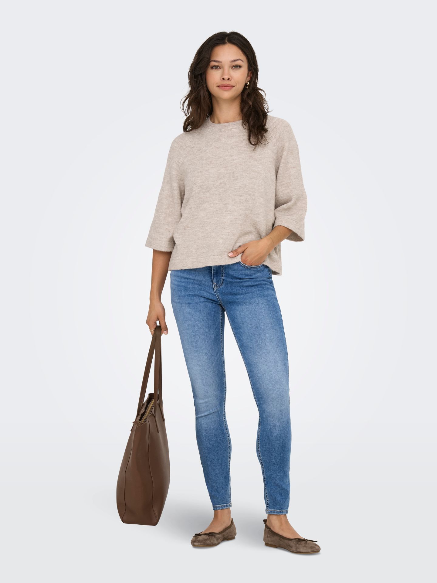 Only ONLSIMONI 3/4 PULLOVER KNT NOOS Pumice Stone/Coconut 2900168164041