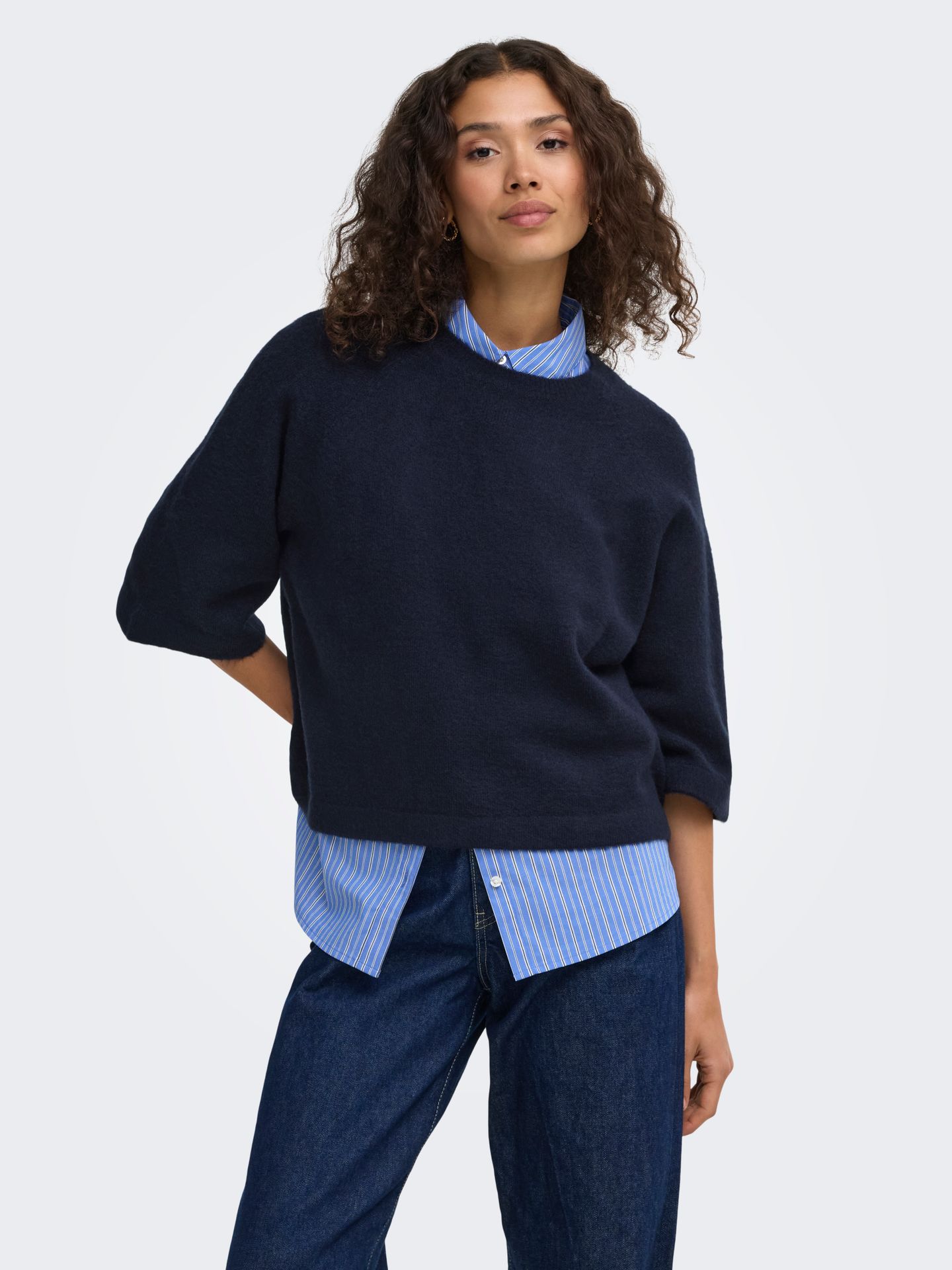 Only ONLSIMONI 3/4 PULLOVER KNT NOOS Night Sky/CAROLINE FLOWER 2900168169022