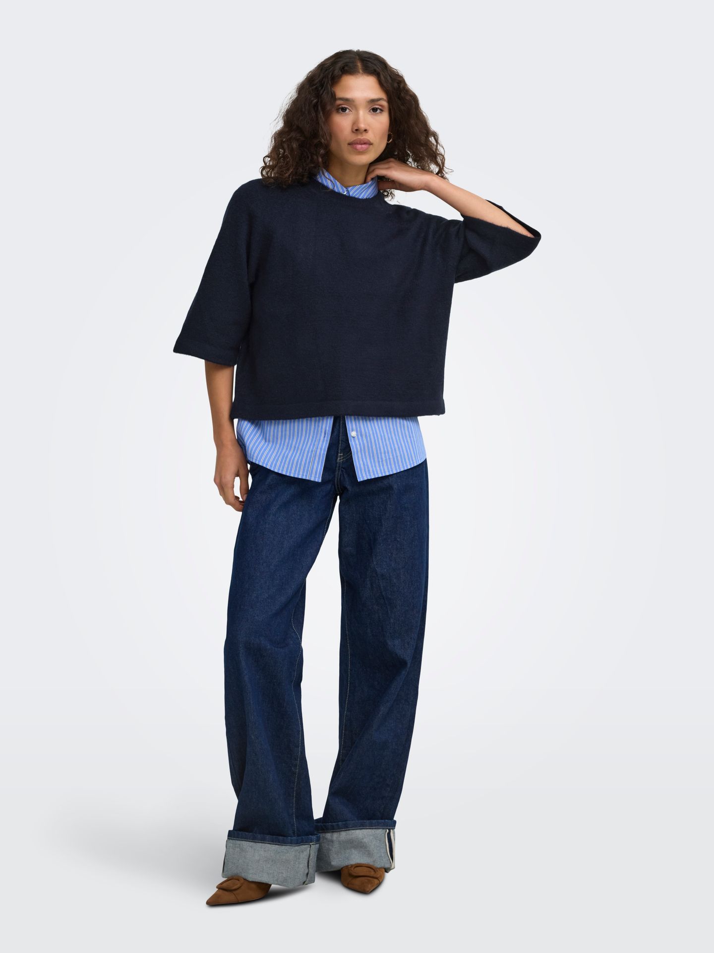 Only ONLSIMONI 3/4 PULLOVER KNT NOOS Night Sky/CAROLINE FLOWER 2900168169022