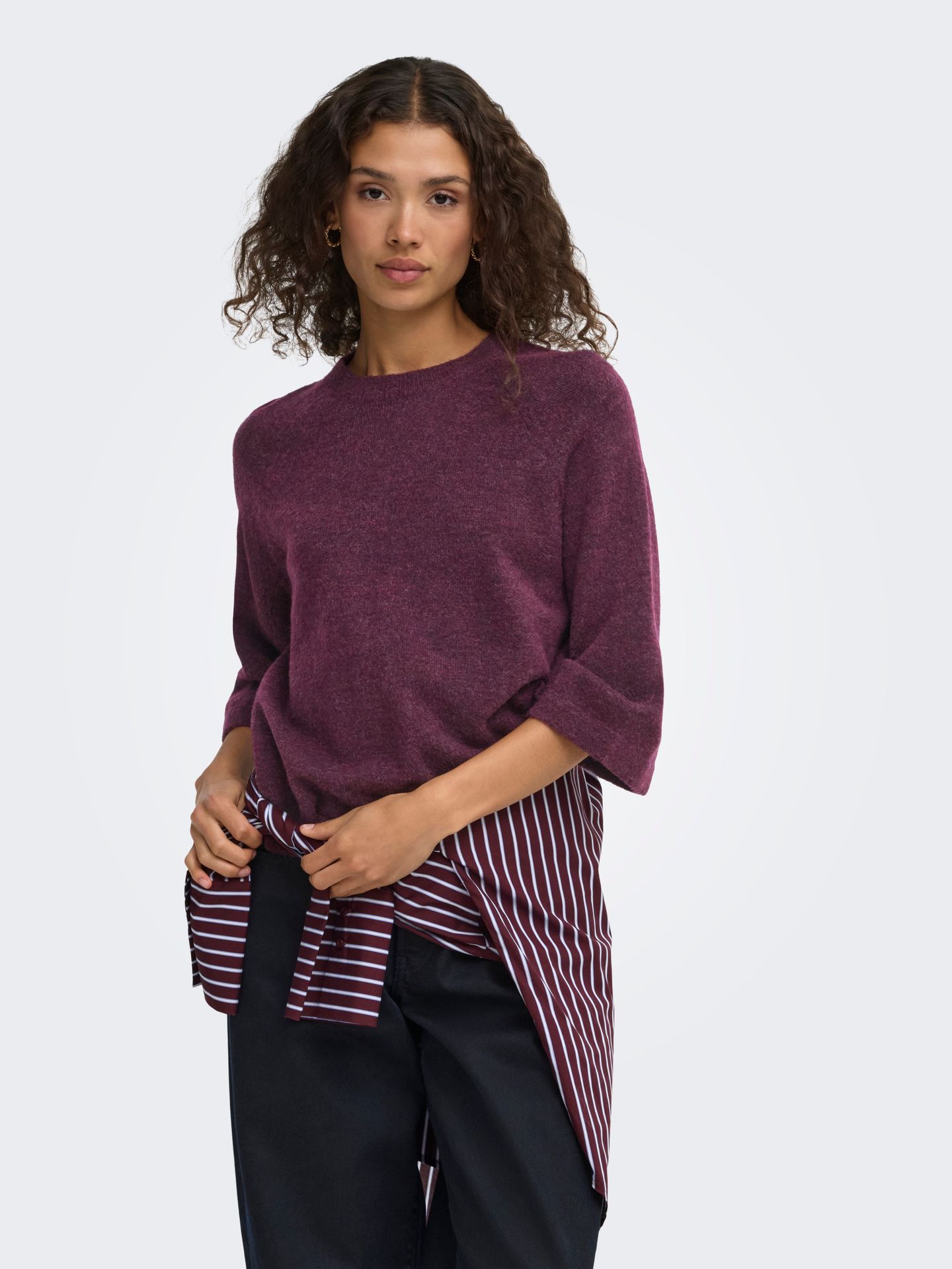 Only ONLSIMONI 3/4 PULLOVER KNT NOOS Mauve Wine/Los Angeles - California 2900168167059